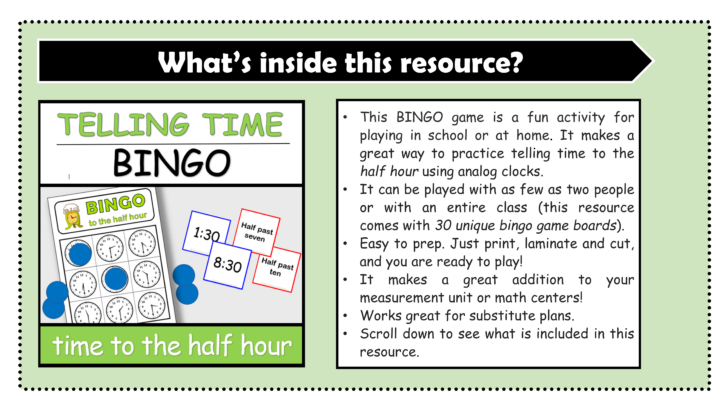 Educational Bingo Cards Time