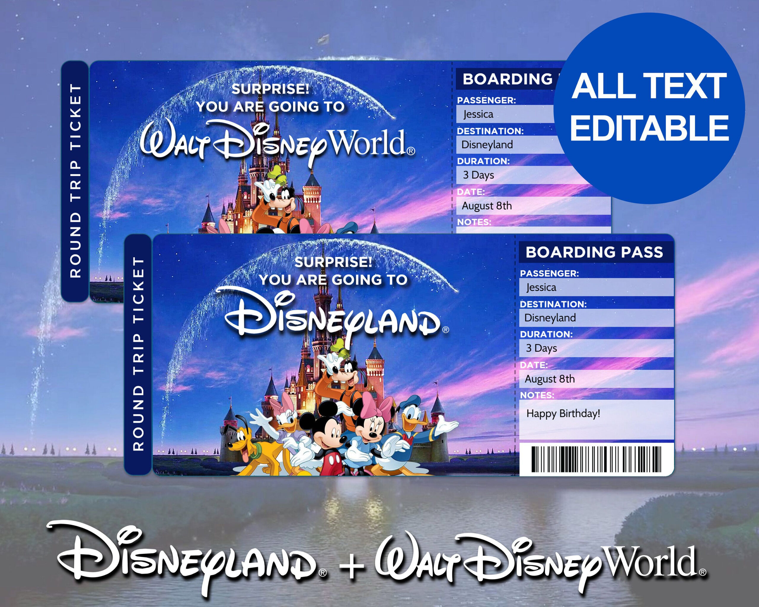 Template Free Printable Surprise Disney Tickets intended for Free Printable Disneyland Ticket Template