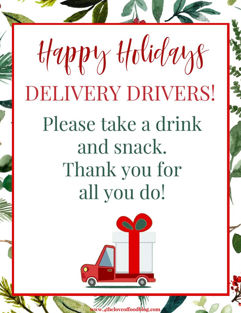 Thank You Delivery Drivers Snack Basket And Printable Sign - For inside Thank You Note For Delivery Drivers Free Printable