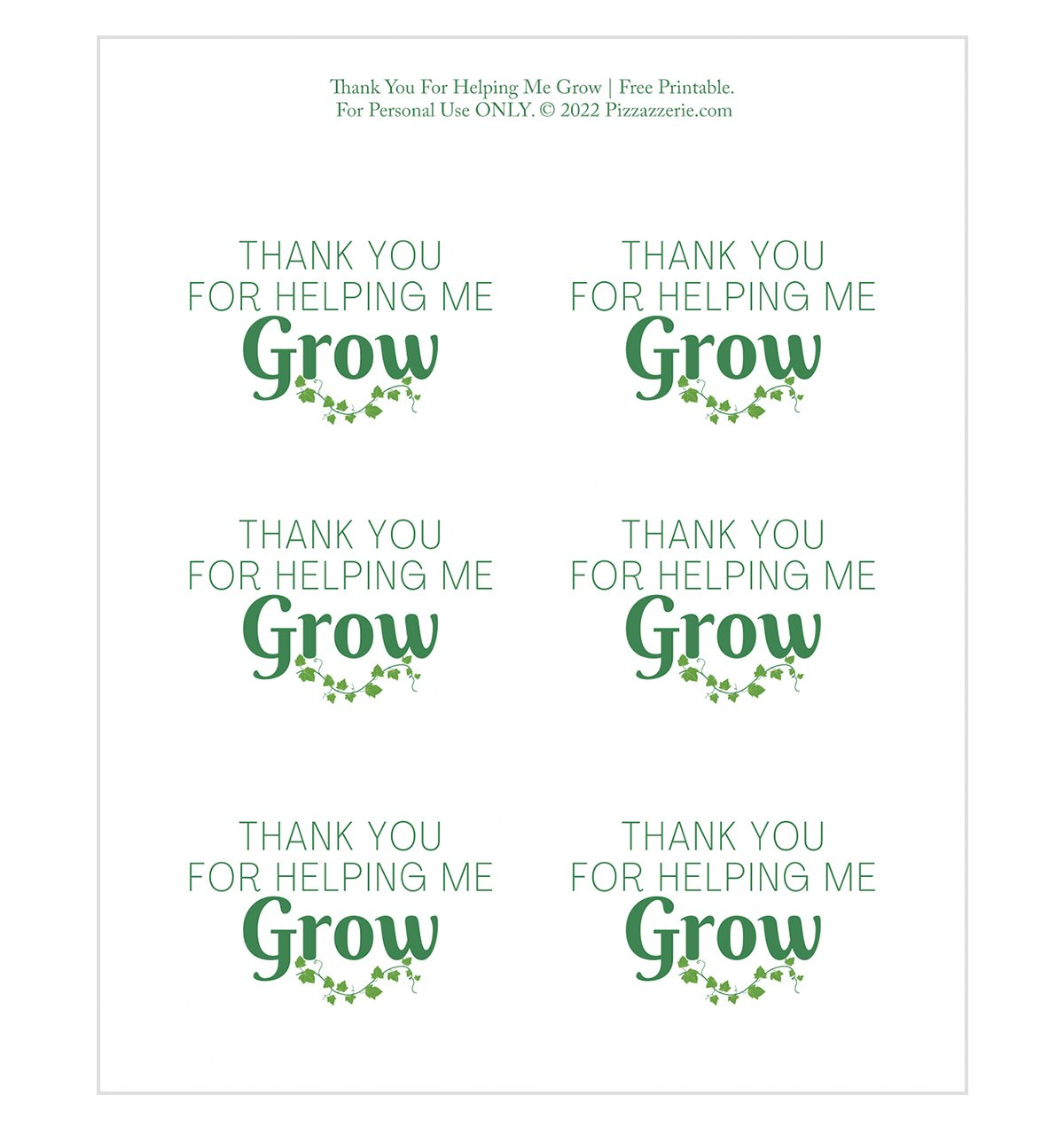 Thank You For Helping Me Grow (Teacher Gift, Free Printable pertaining to Thanks For Helping Me Grow Printable Free