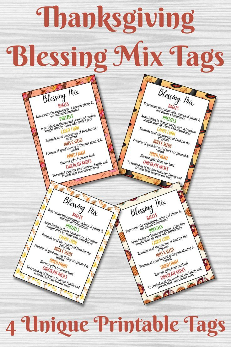 Thanksgiving Blessing Mix Tags, Thanksgiving Trail Mix for Blessing Mix Free Printable