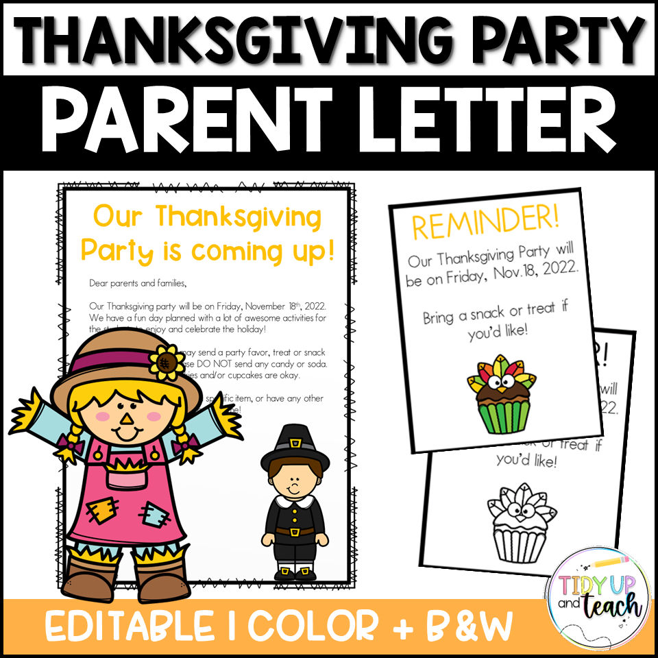 Thanksgiving Class Party Letter | Madeteachers throughout Printable Classroom Party Letter to Parents Template