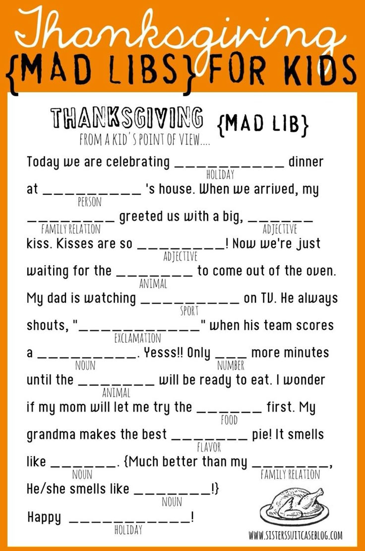 Thanksgiving Mad Libs Printable - My Sister&amp;#039;S Suitcase - Packed intended for Free Thanksgiving Mad Libs Printables