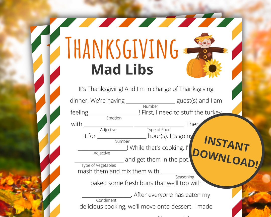 Thanksgiving Mad Libs | Printable Thanksgiving Game within Free Thanksgiving Mad Libs Printables