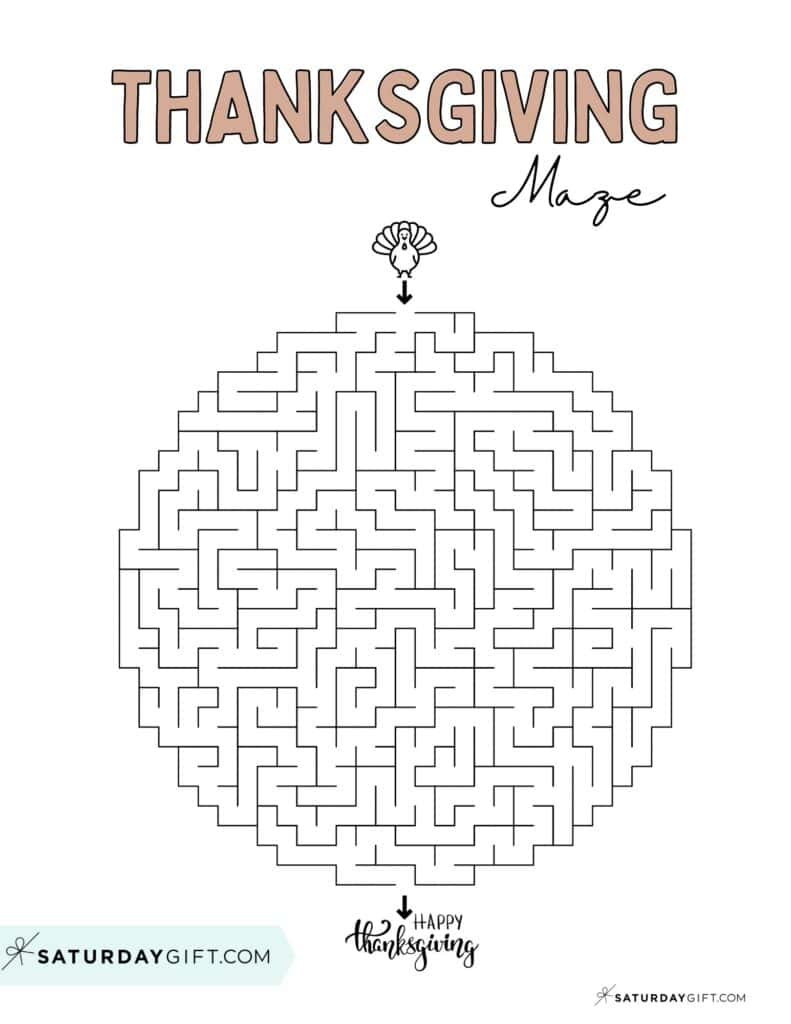 Thanksgiving Maze Printable - Cute &amp;amp; Free Templates | Saturdaygift inside Free Printable Thanksgiving Mazes