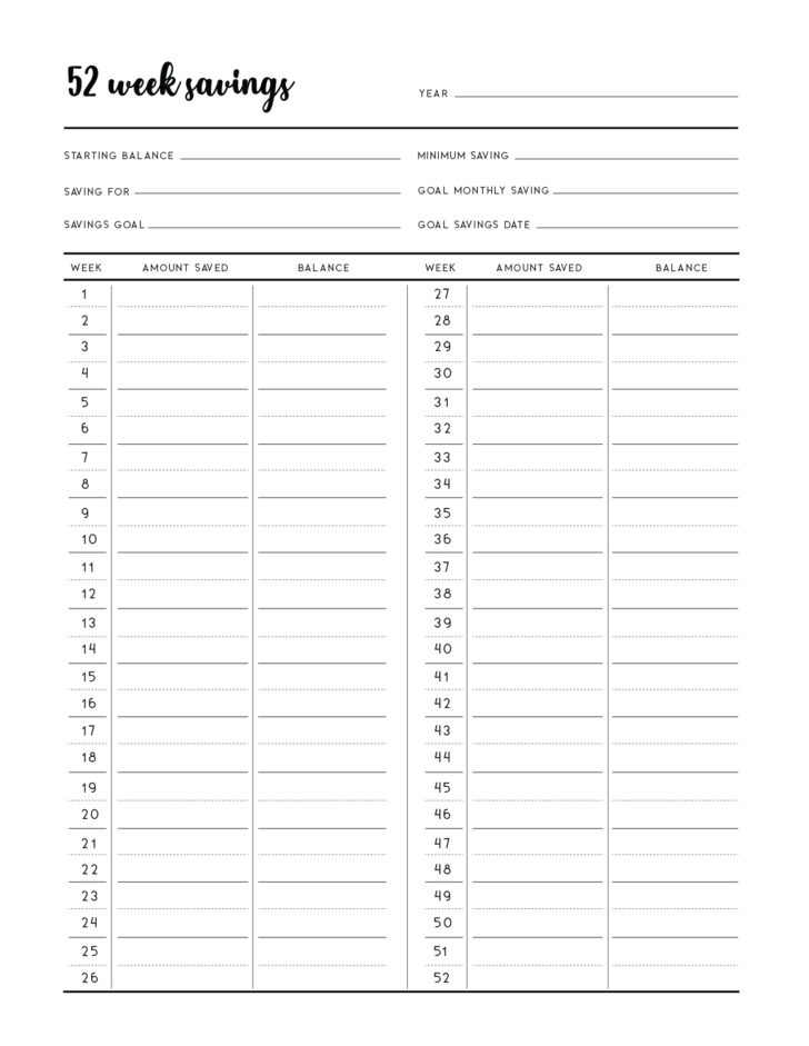 Savings Tracker Printable Free