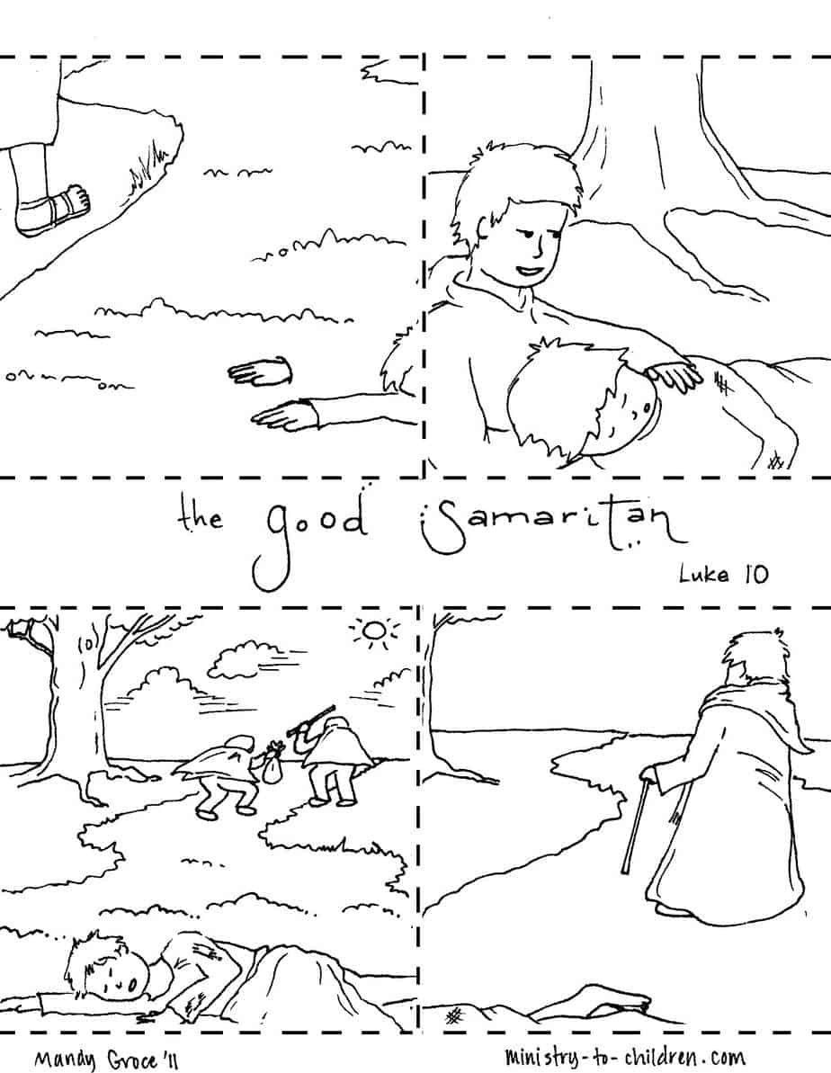 The Good Samaritan Coloring Pages inside Printable Good Samaritan Activity Sheets