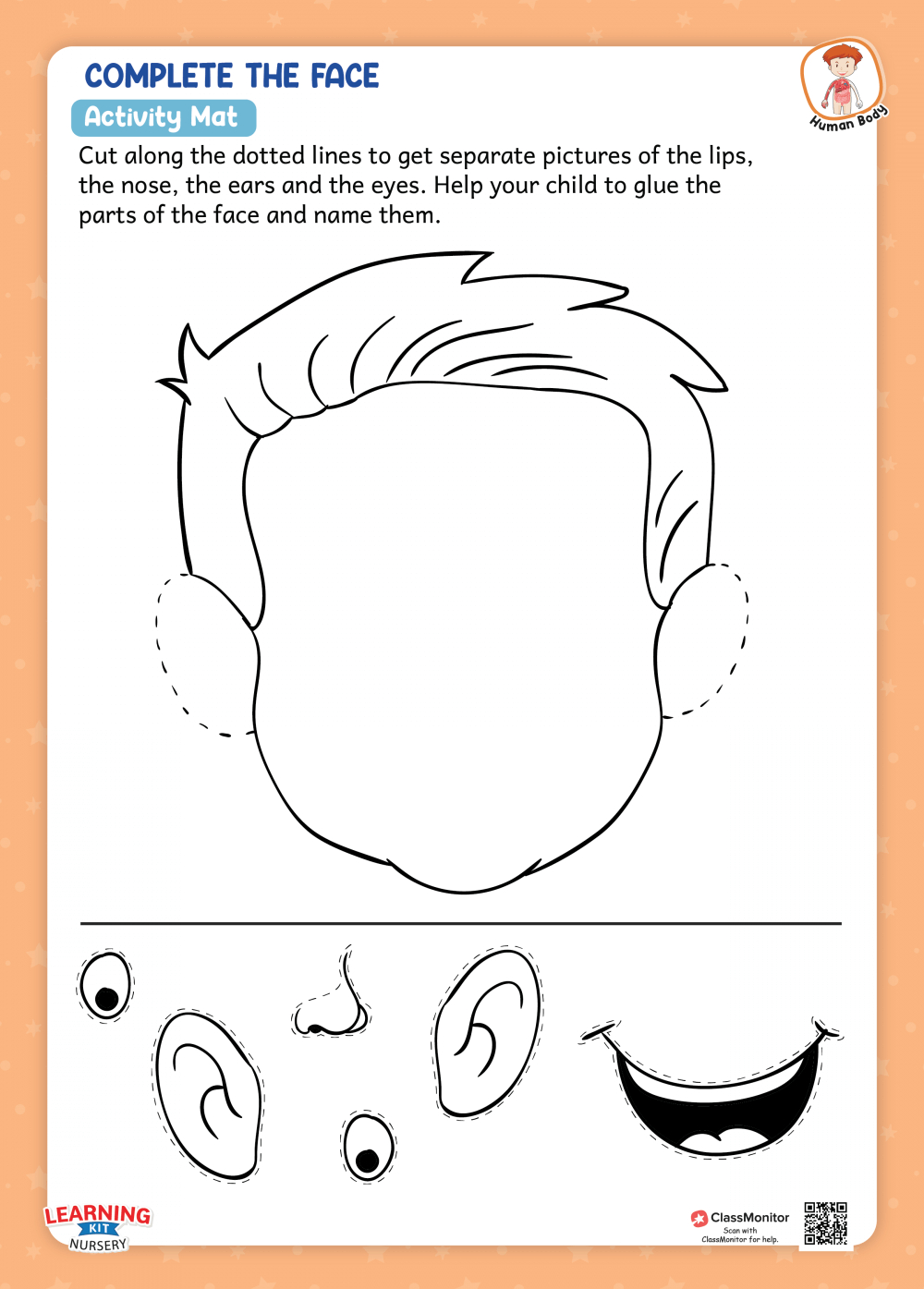 The Human Body Activity Complete The Face- Worksheet - Classmonitor pertaining to Printable Parts of the Face Cut and Paste
