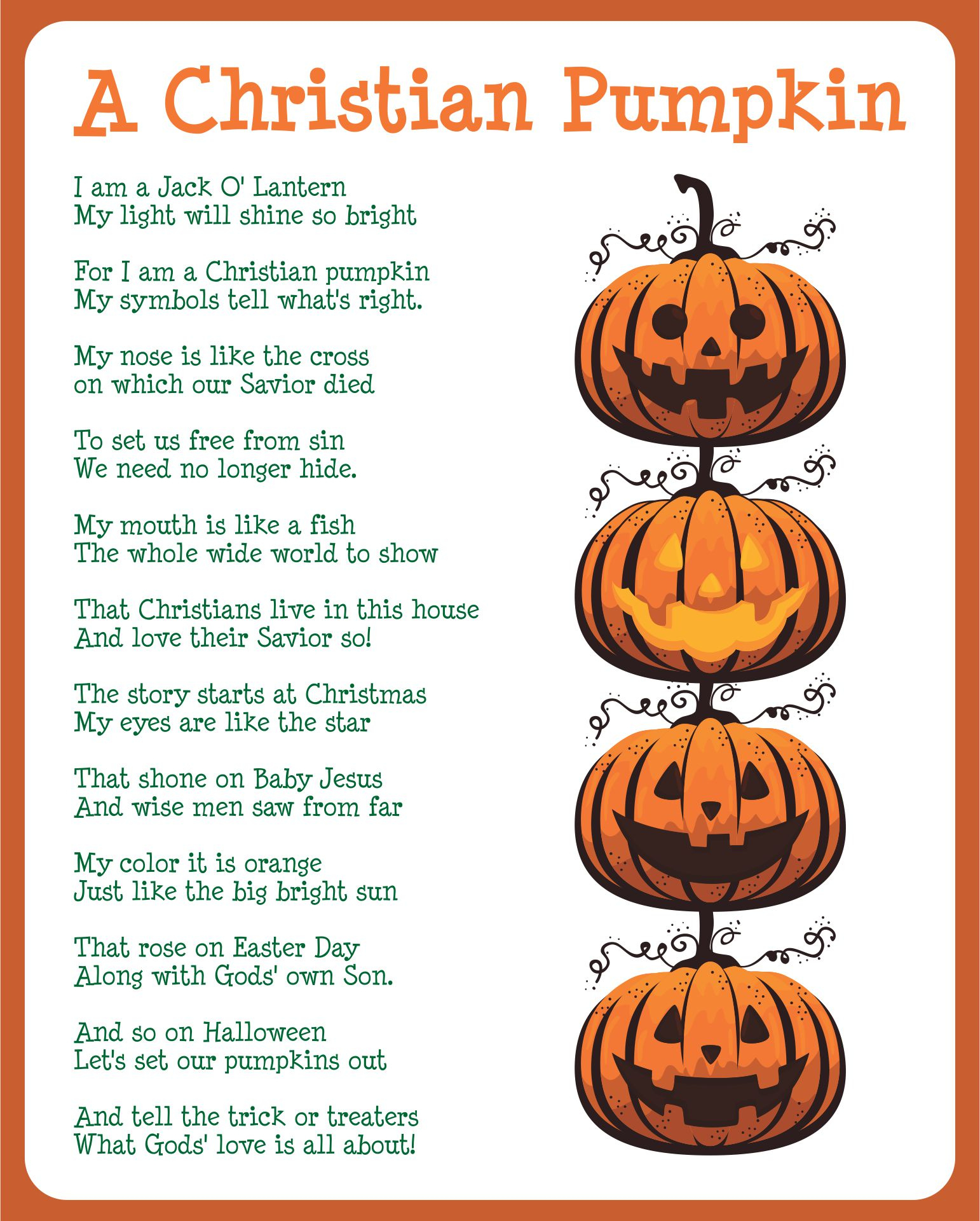 The Pumpkin Gospel Free Printable - Printable Party Favors within The Pumpkin Gospel Free Printable