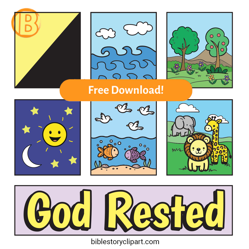 The Seven Days Of Creation - Bible Story Clipart in Printable 7 Days of Creation Pictures