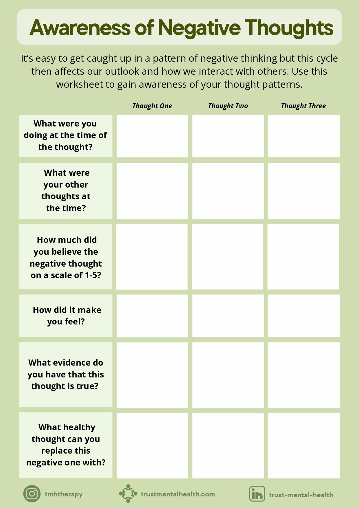 Therapy Worksheets | Cbt Worksheets | Trust Mental Health regarding Printable Worksheets For Adults