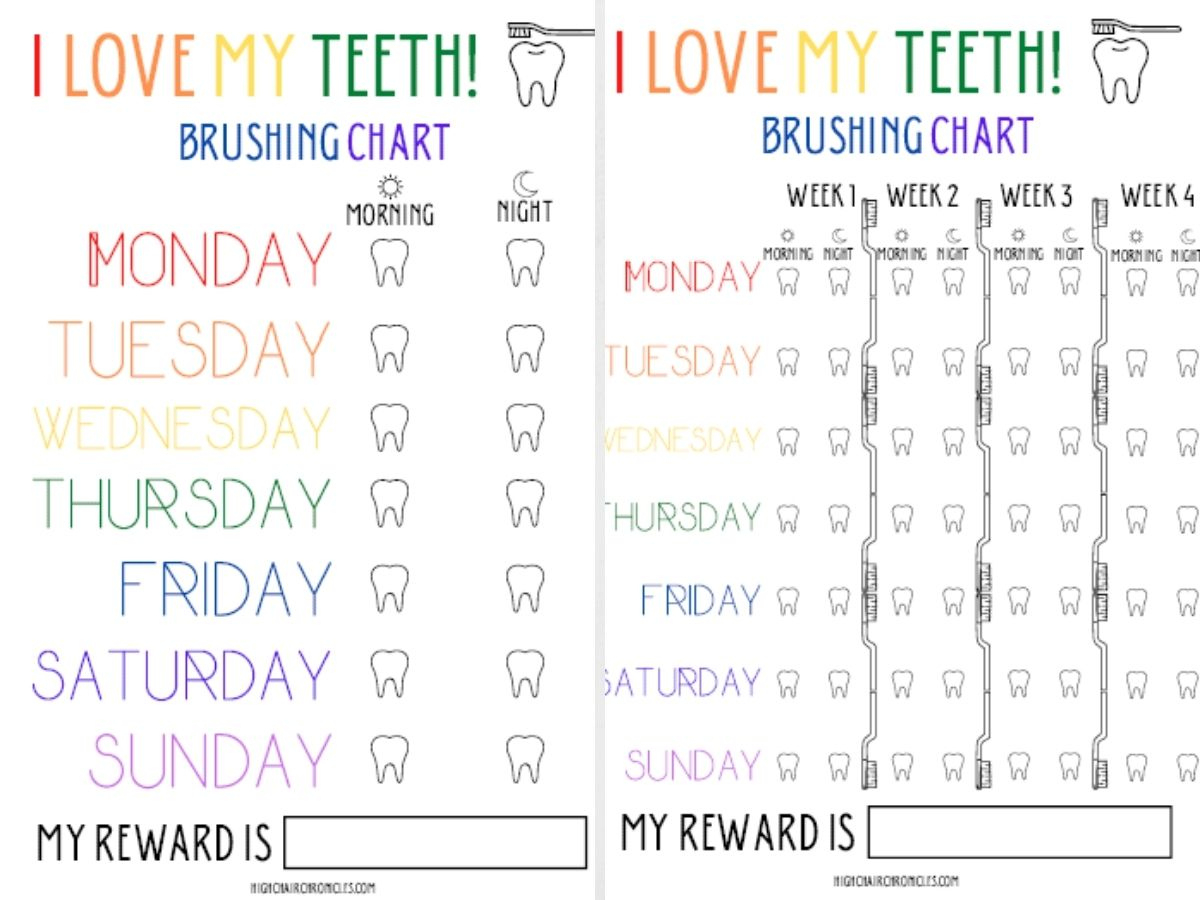 Tooth Brushing Chart - Free Printable - High Chair Chronicles pertaining to Free Printable Teeth Brushing Chart