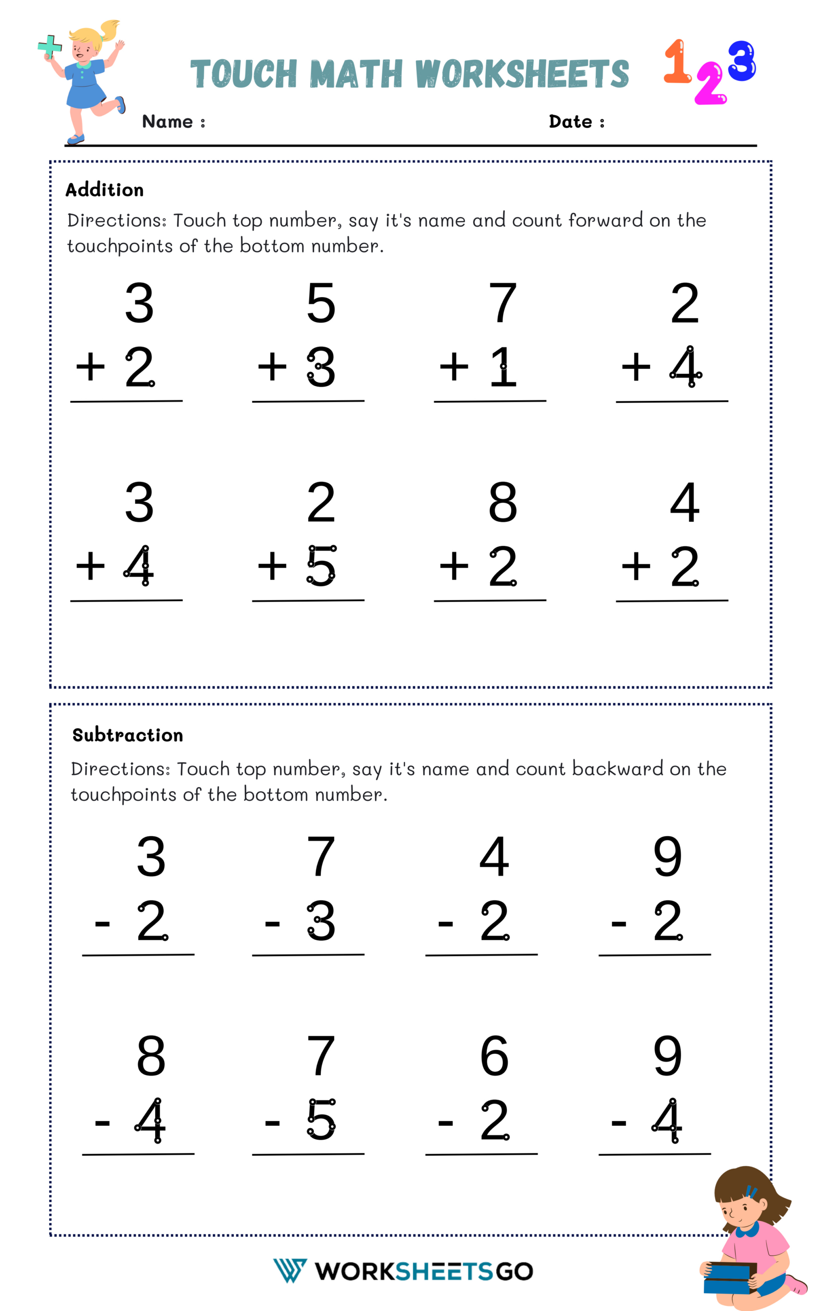 Touch Math Worksheets | Worksheetsgo with regard to Free Printable Touchpoint Math Worksheets