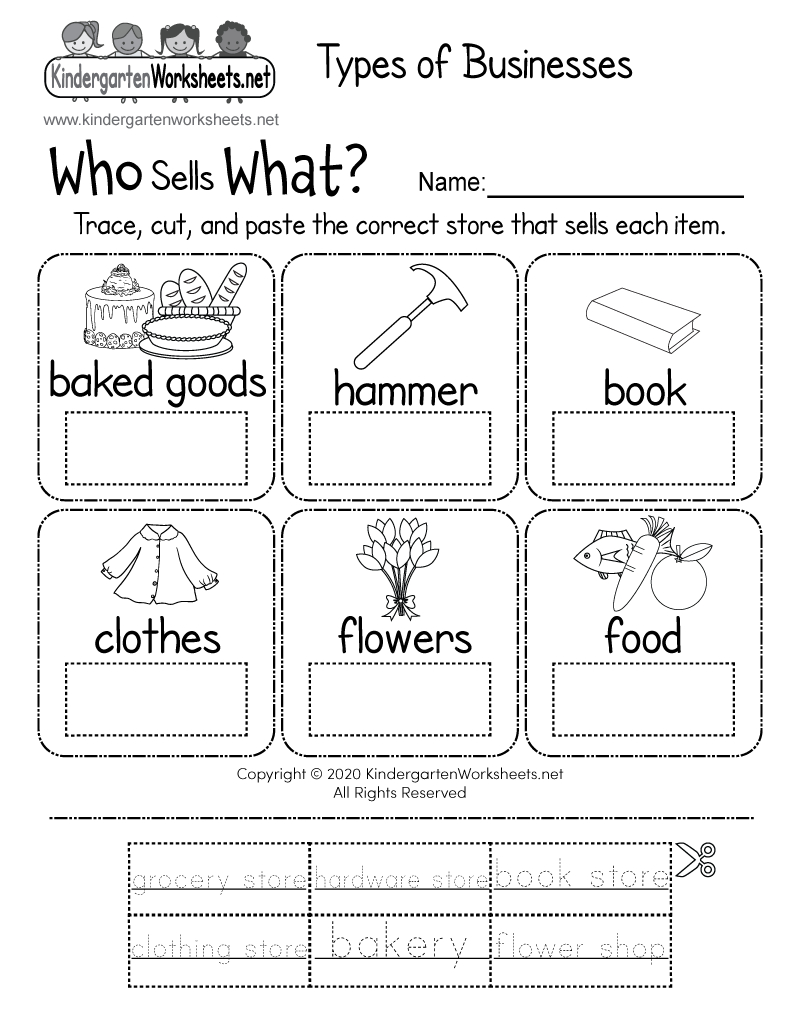Types Of Businesses Worksheet - Free Printable, Digital, &amp;amp; Pdf throughout Printable Main Categories of Kindergarten Worksheets