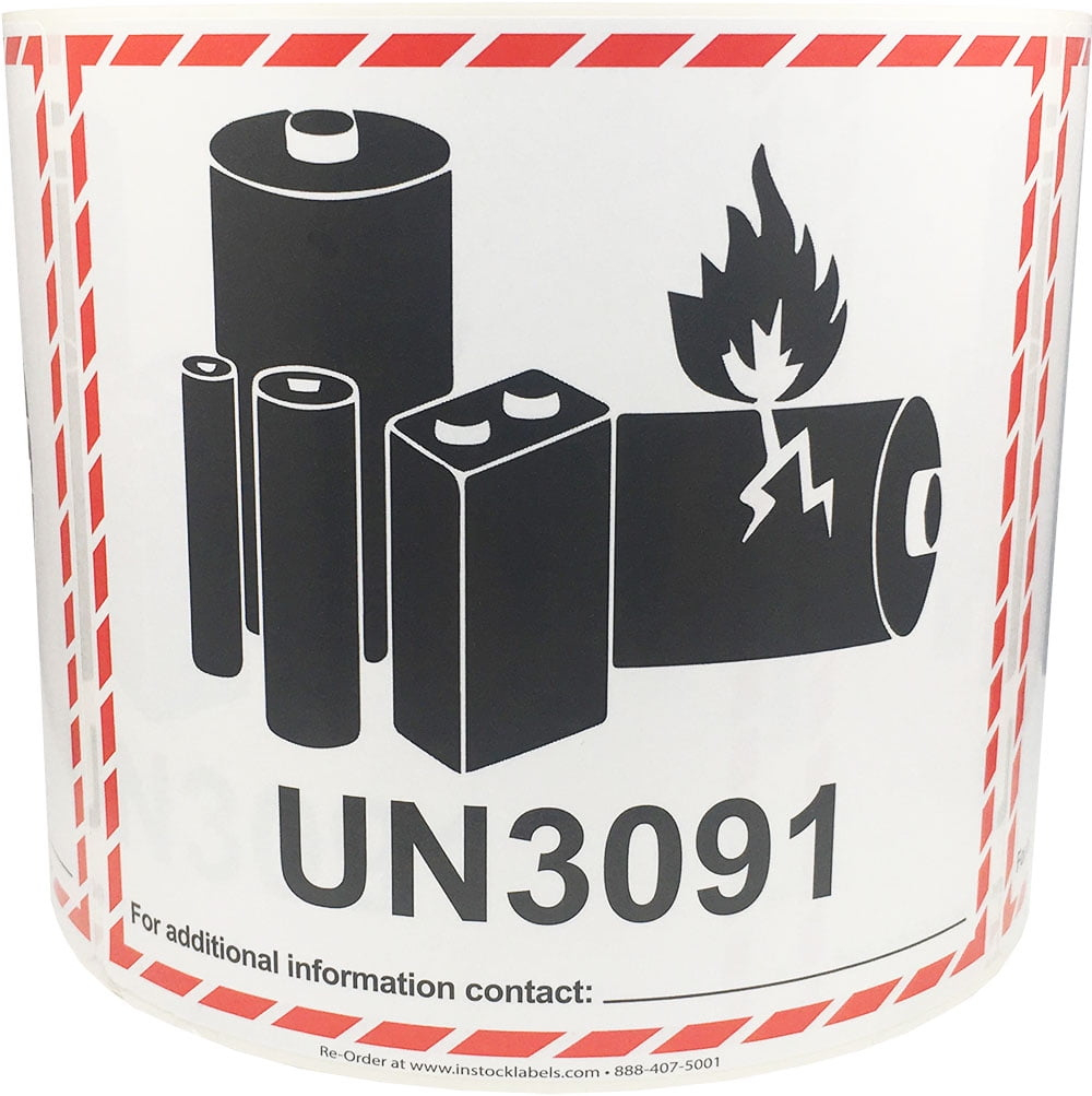 Un3091 Caution Lithium Battery Labels 4.5 X 5 Inch 500 Adhesive throughout Free Printable Un3091 Label