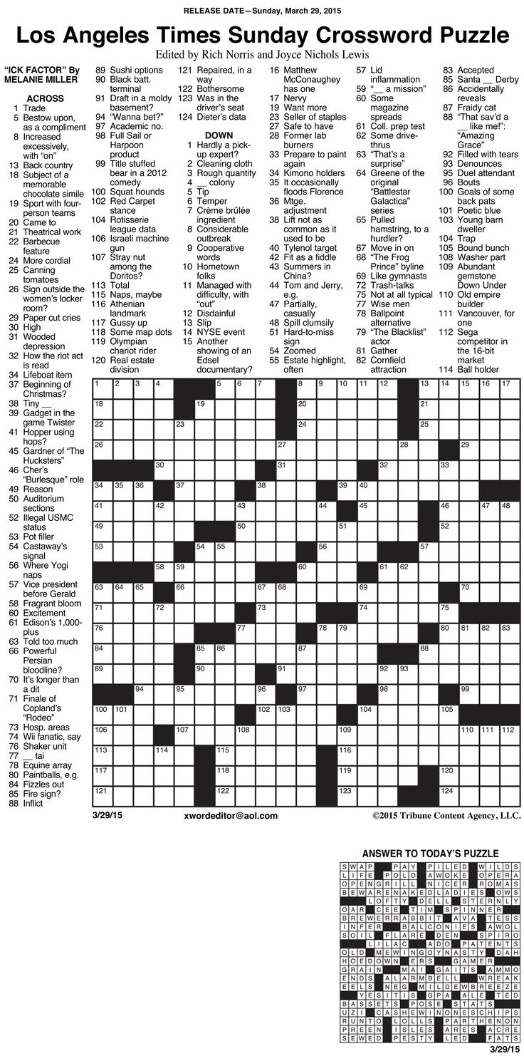 Usa Today Printable Crossword Puzzles 2015 - Printable Crossword for Usa Today Crossword Printable