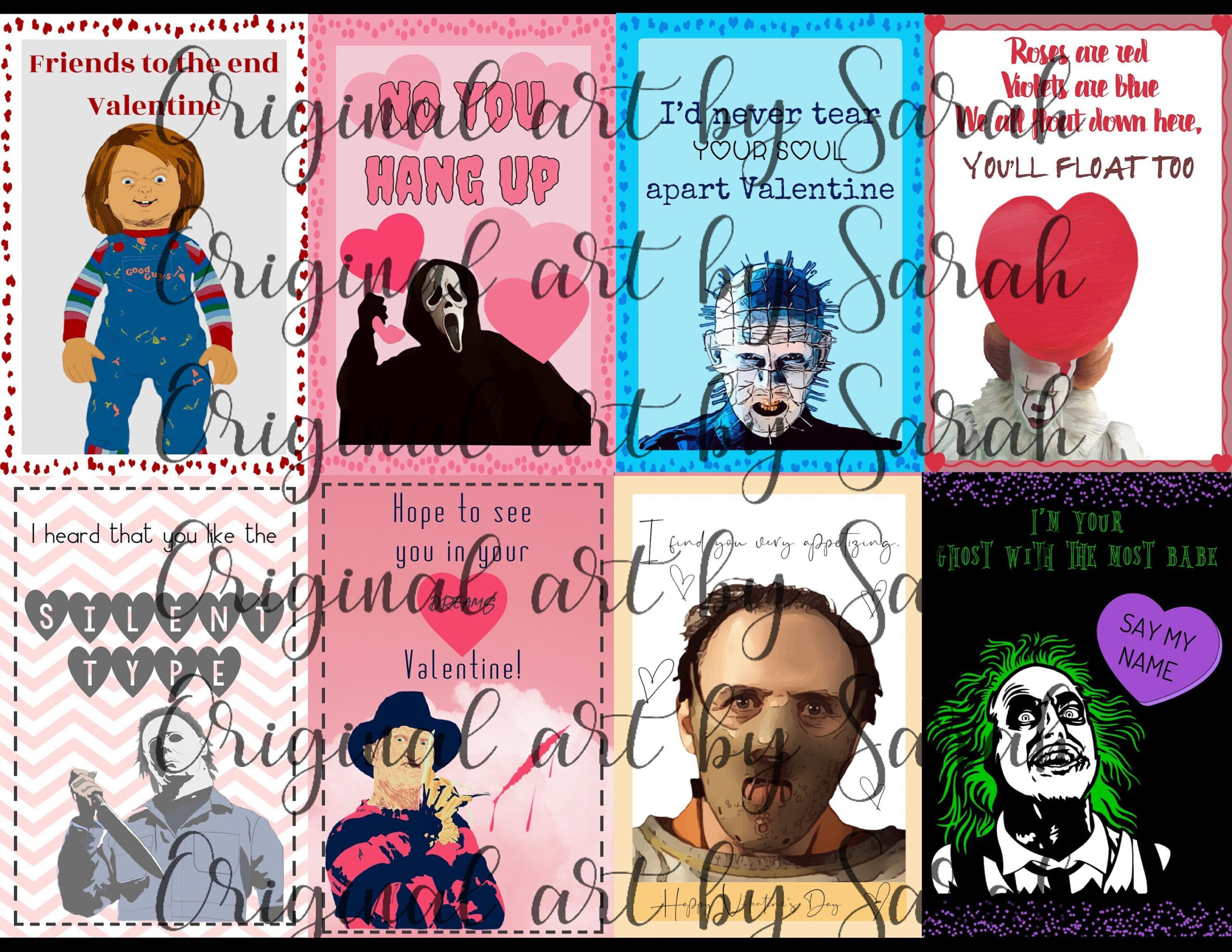 Valentine Day Horror Cards Digital Download Png - Etsy for Printable Horror Valentines Card