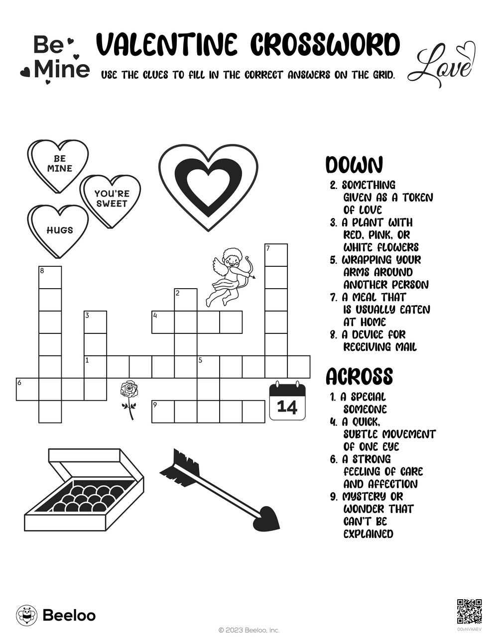 Valentine-Themed Crossword Puzzles • Beeloo Printable Crafts And with regard to Valentine&amp;amp;#039;s Day Crossword Puzzle Printable