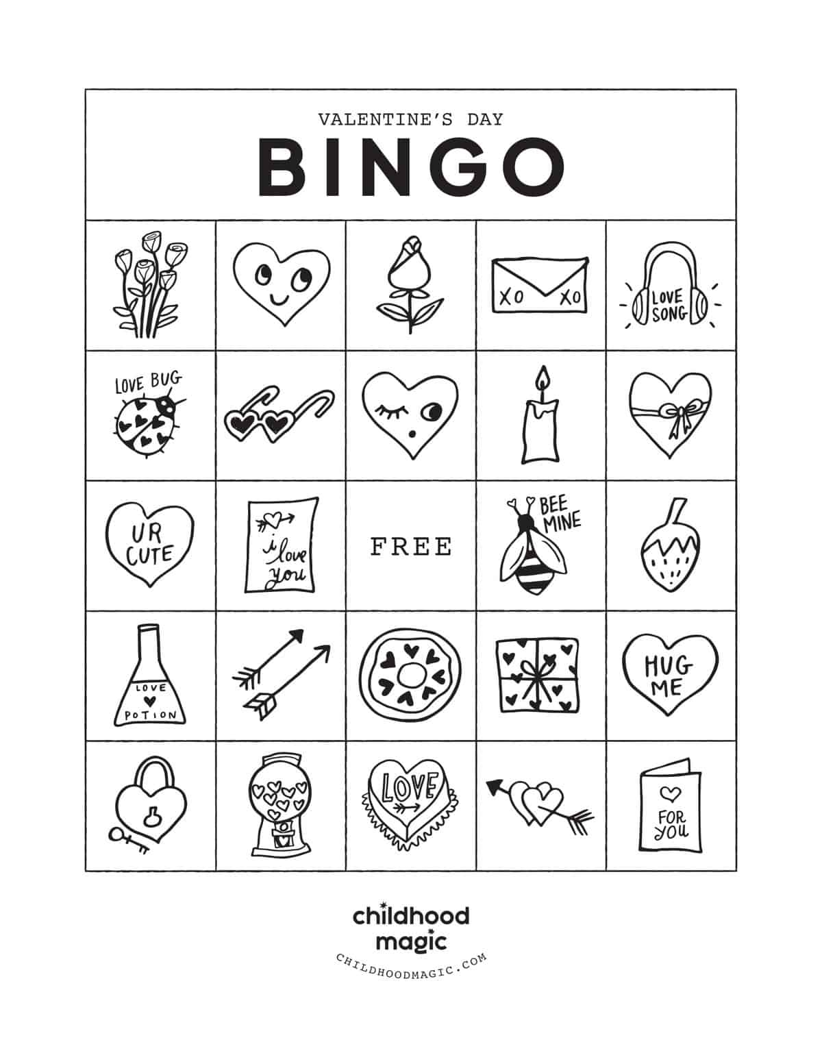 Valentine&amp;#039;S Day Bingo - Childhood Magic intended for Printable Valentines Bingo Cards