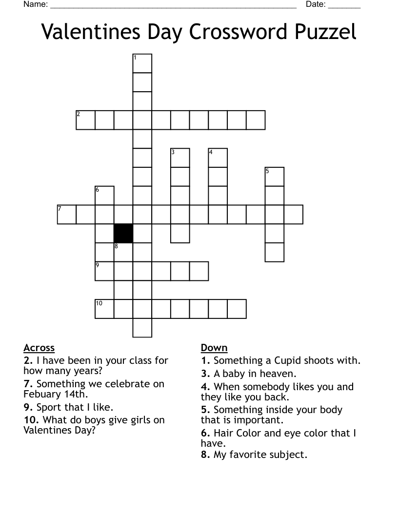Valentines Day Crossword Puzzel - Wordmint in Valentine&amp;amp;#039;s Day Crossword Puzzle Printable