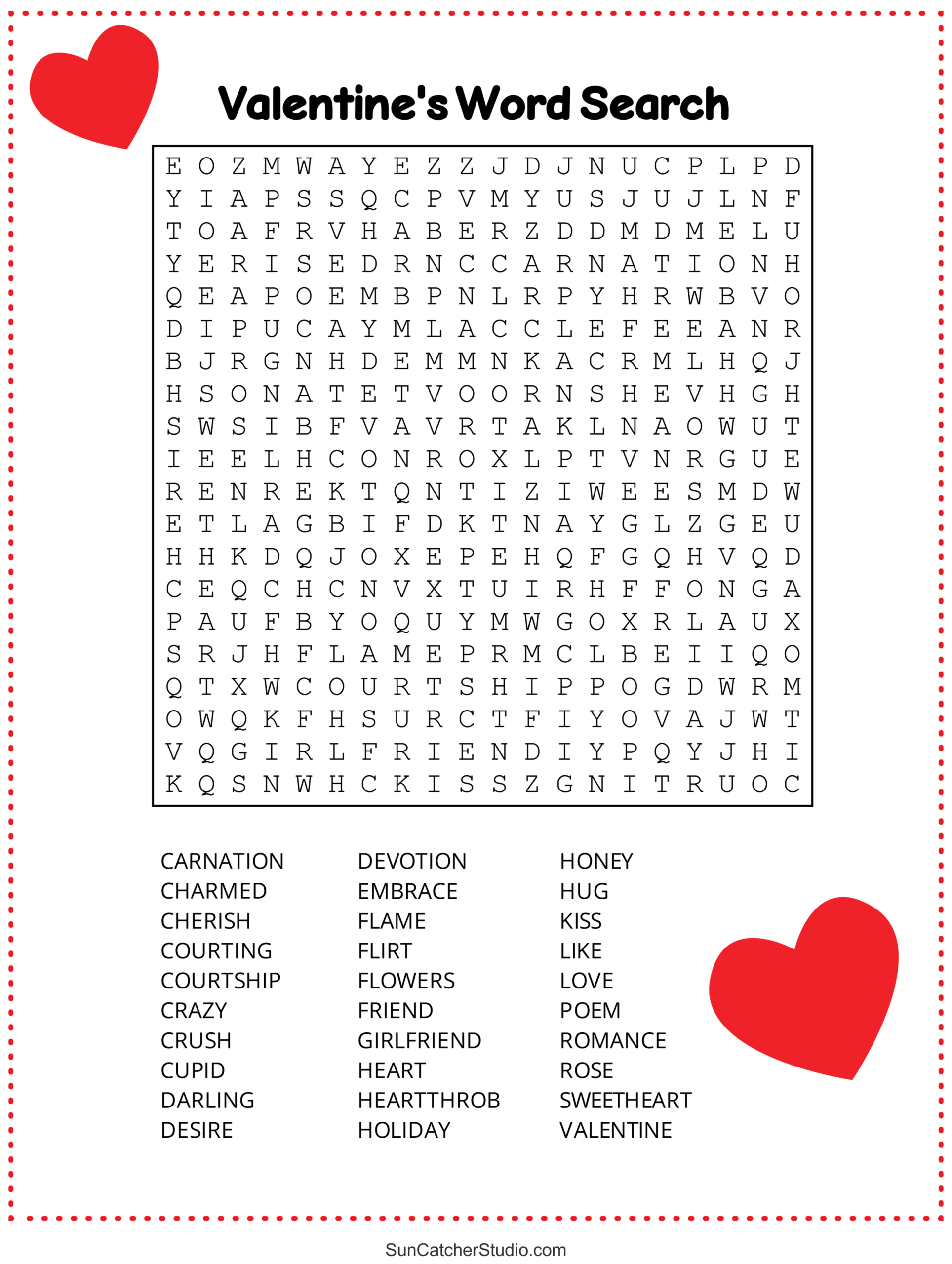 Valentine&amp;#039;S Day Word Search (Free Printable Pdf Puzzles) – Free in Free Printable Valentine Word Search