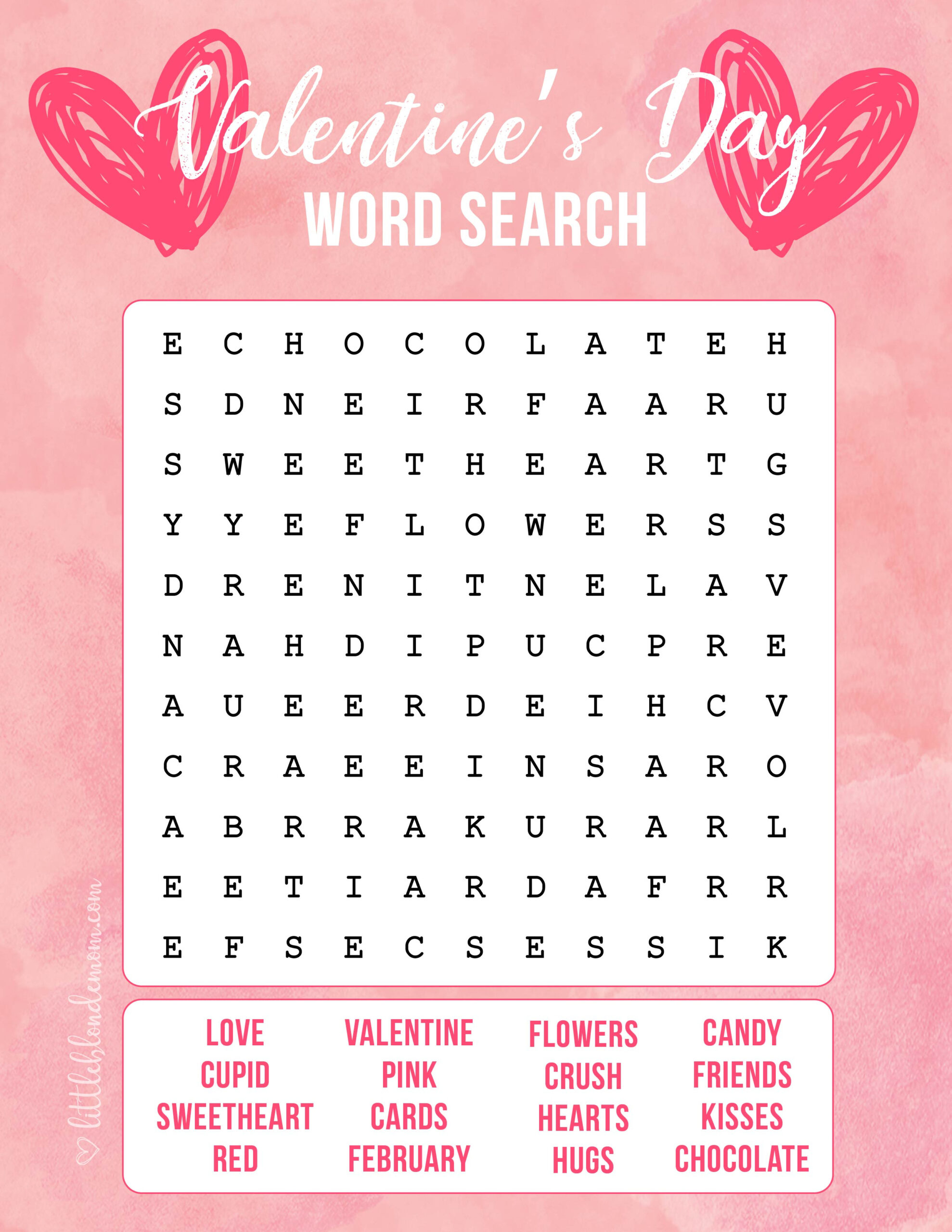 Valentine&amp;#039;S Day Word Search Printable - Little Blonde Mom intended for Valentine&amp;#039;S Day Word Search Free Printable