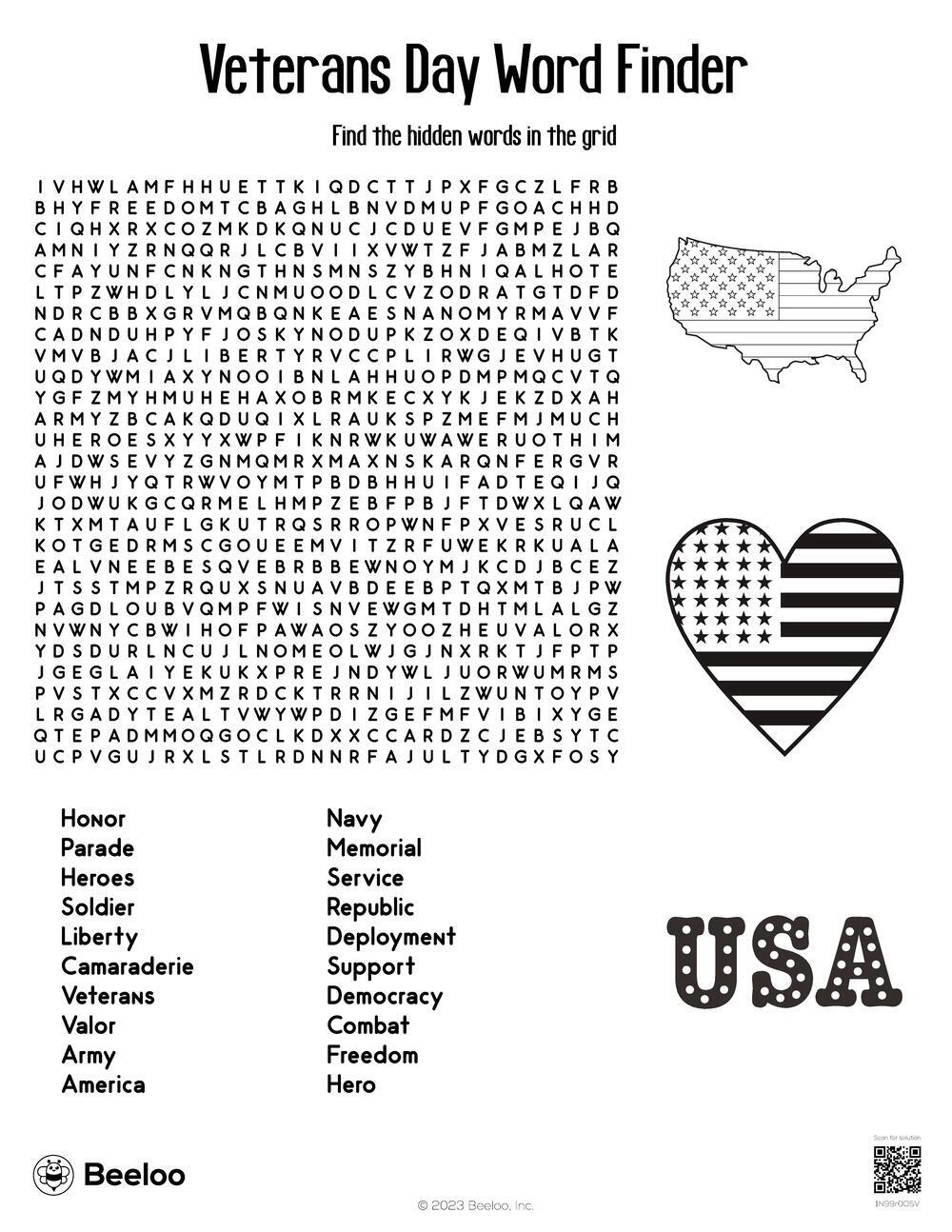 Veterans Day-Themed Word Searches • Beeloo Printable Crafts And throughout Free Printable Veterans Day Word Search