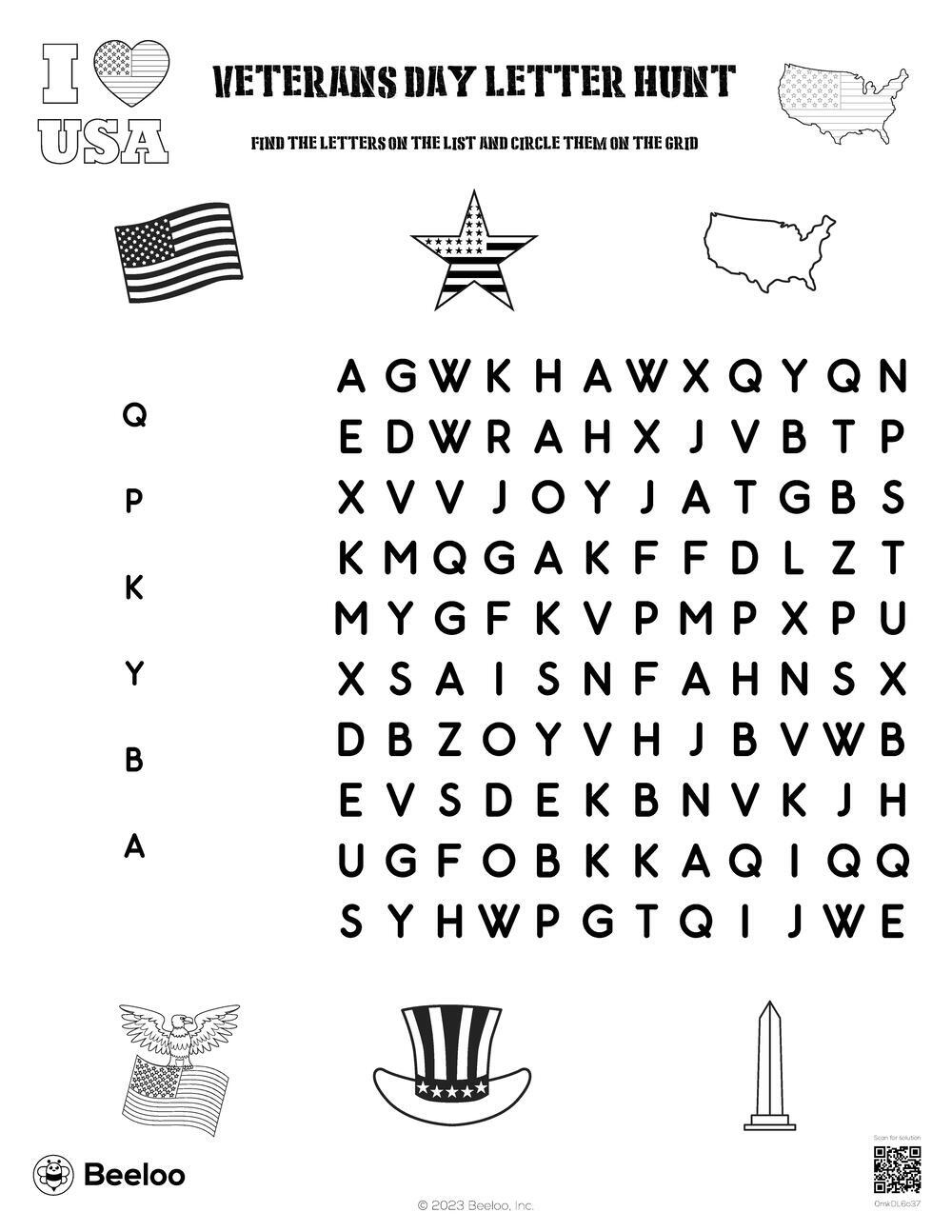 Veterans Day-Themed Word Searches • Beeloo Printable Crafts And with Free Printable Veterans Day Word Search