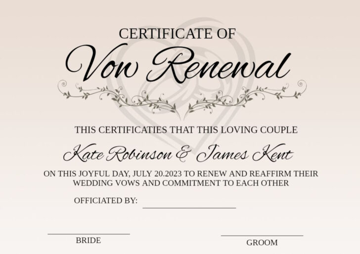 Free Printable Vow Renewal Certificate