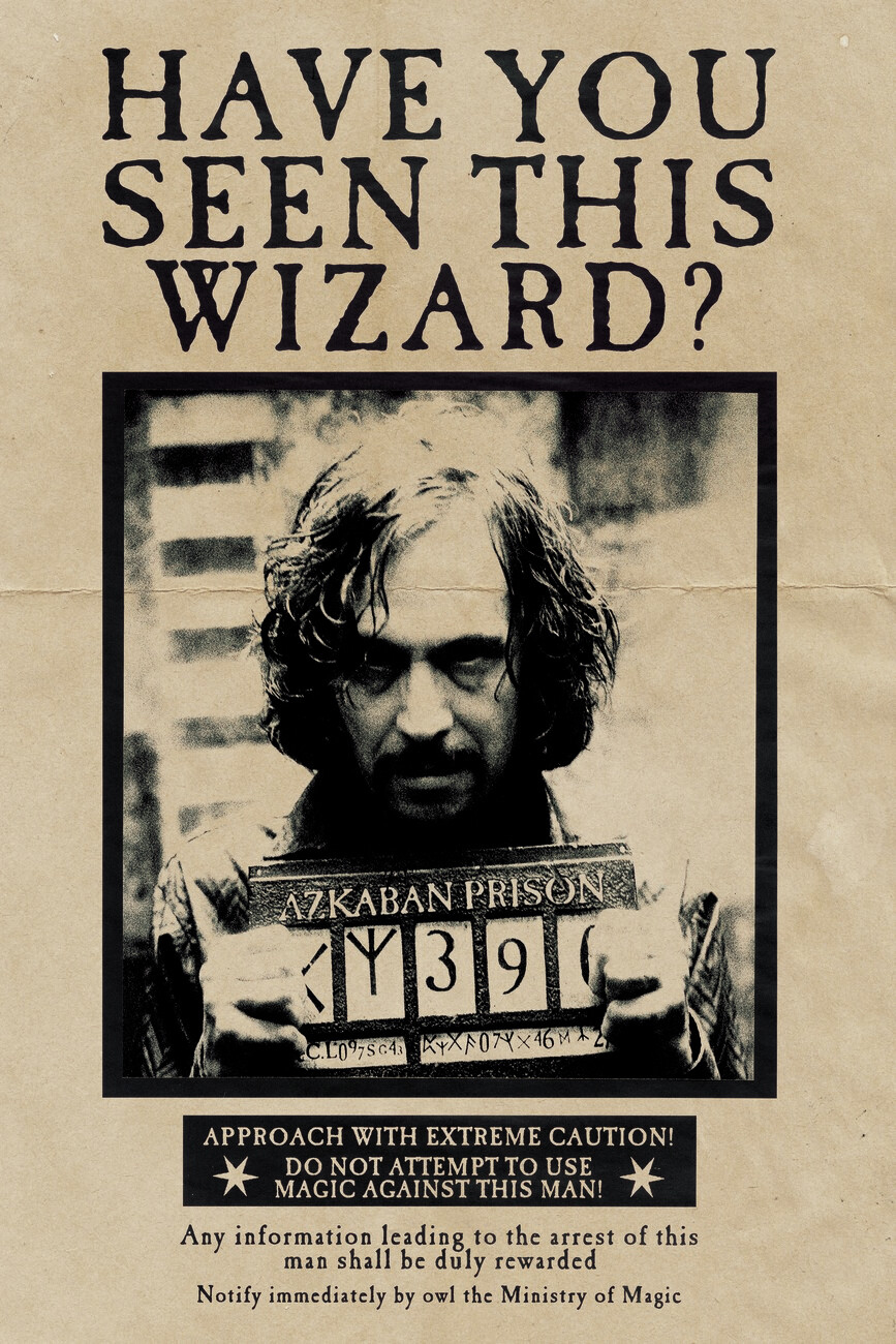 Wall Art Print Harry Potter - Wanted Sirius Black | Gifts inside Harry Potter Wanted Signs Printable