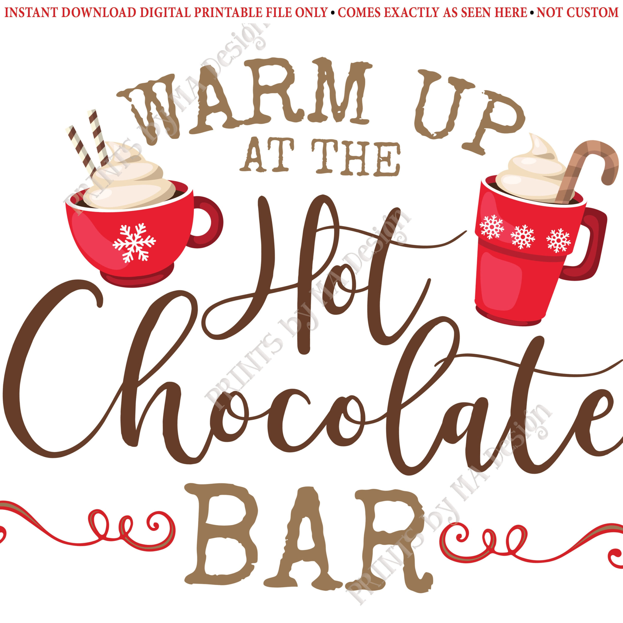 Warm Up At The Hot Chocolate Bar Sign, Holiday Party Hot Cocoa intended for Printable Hot Chocolate Sign