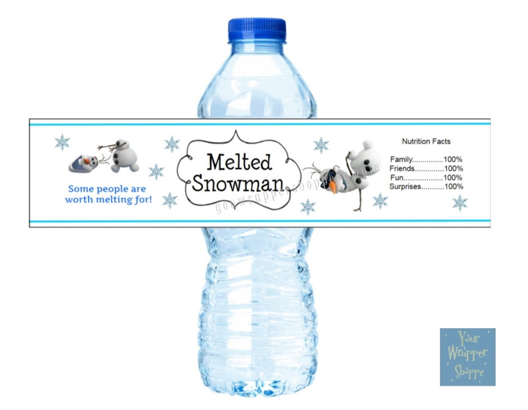 Waterproof Vinyl Melted Snowman Water Bottle Labels Personalized Birthday Party Favors - Etsy.de pertaining to Free Printable Melted Snowman Water Bottle Labels