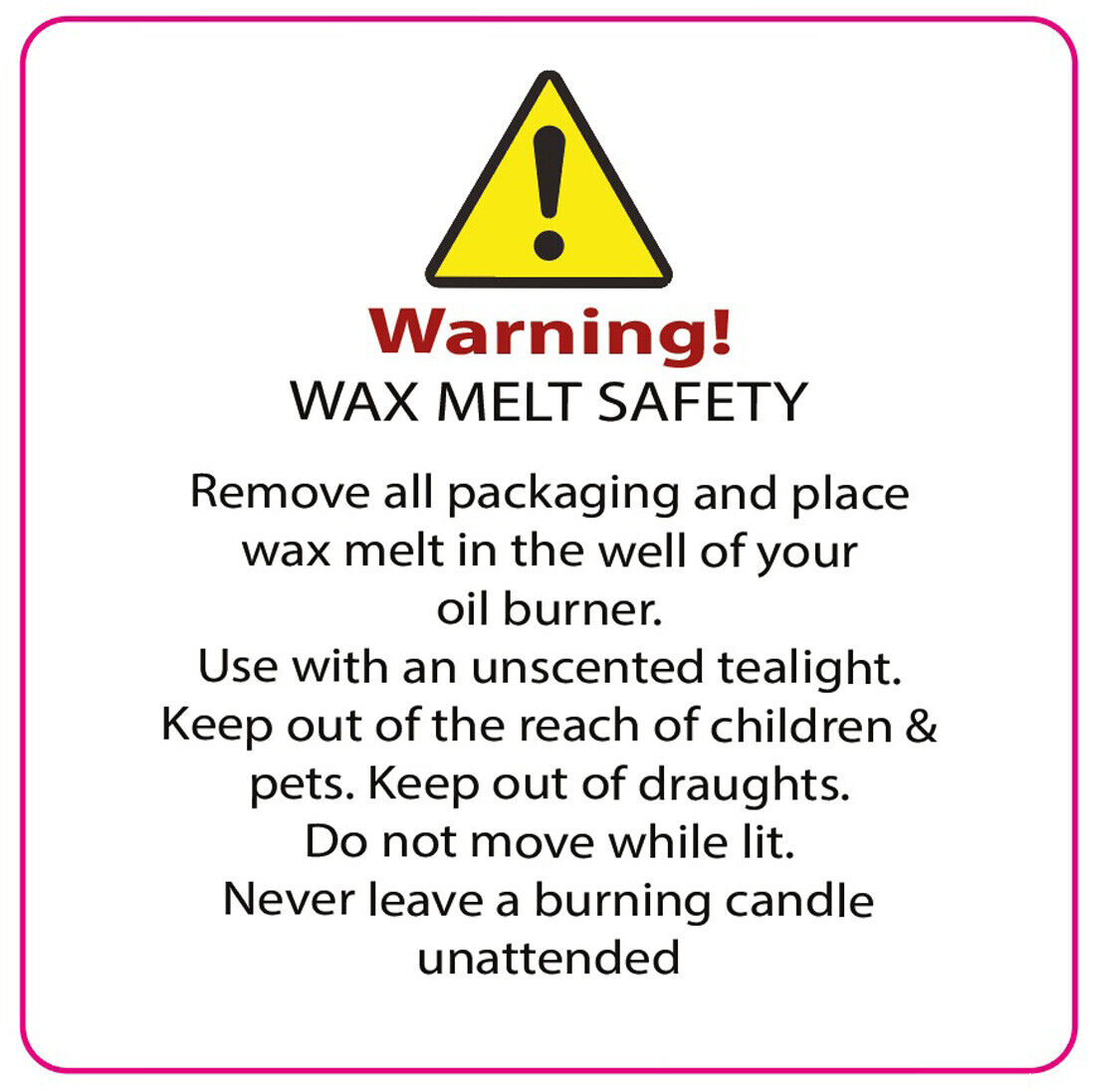 Wax Melt Warning Labels 37Mm Square X 105 | Ebay with Free Printable Wax Melt Warning Labels