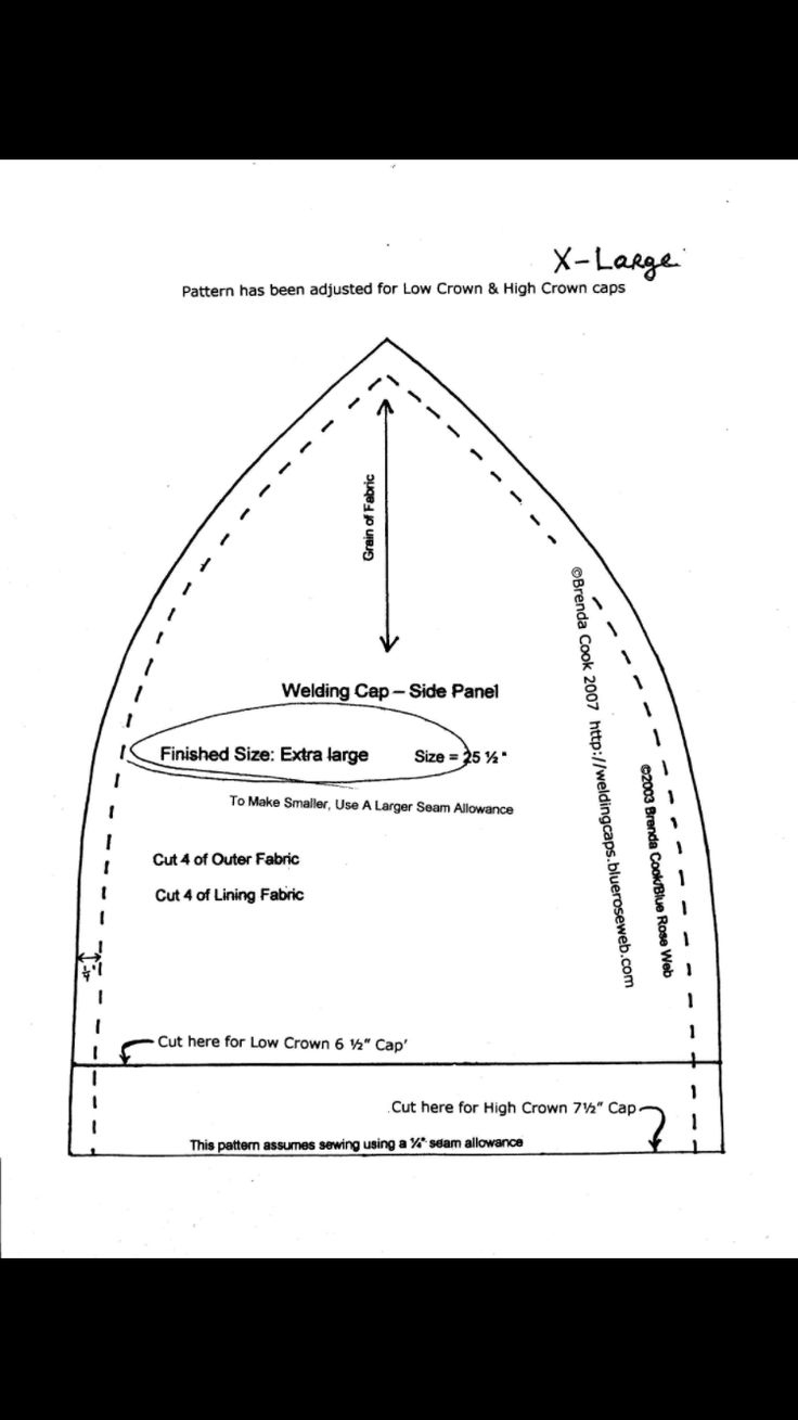 Welding Cap Pattern with Free Printable Welding Cap Patterns