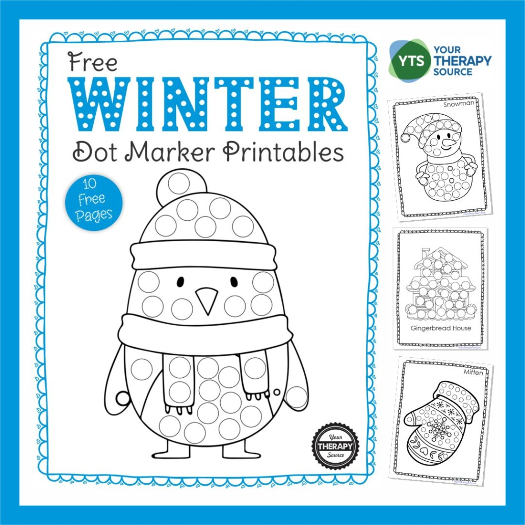 Winter Dot Art - Free Printable Packet - Your Therapy Source with regard to Do A Dot Printables Free