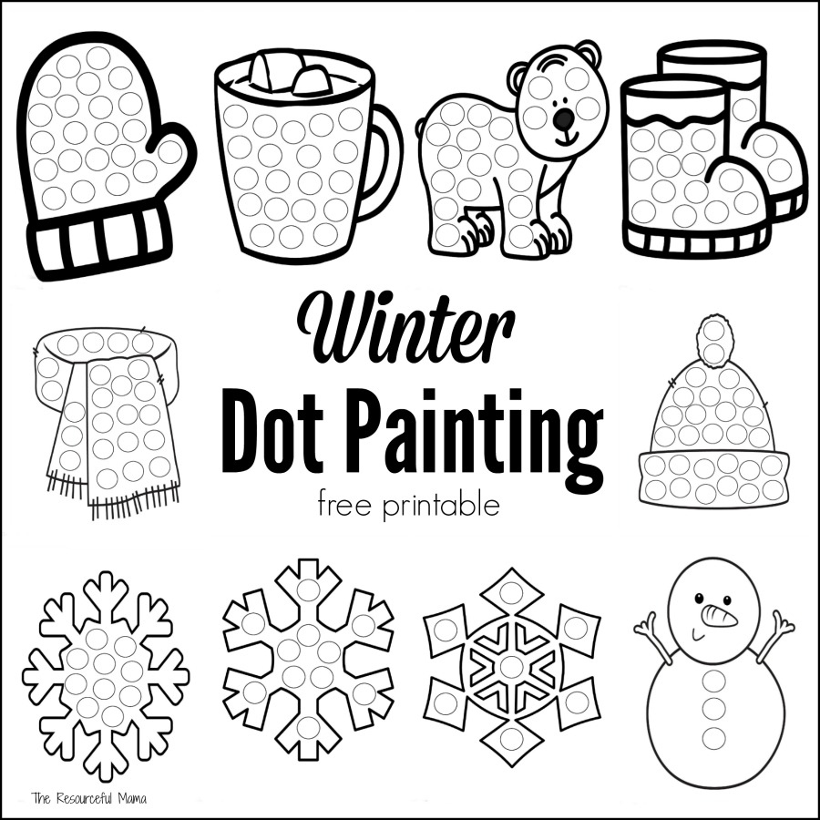 Winter Dot Painting {Free Printable} - The Resourceful Mama regarding Do a Dot Printables Free