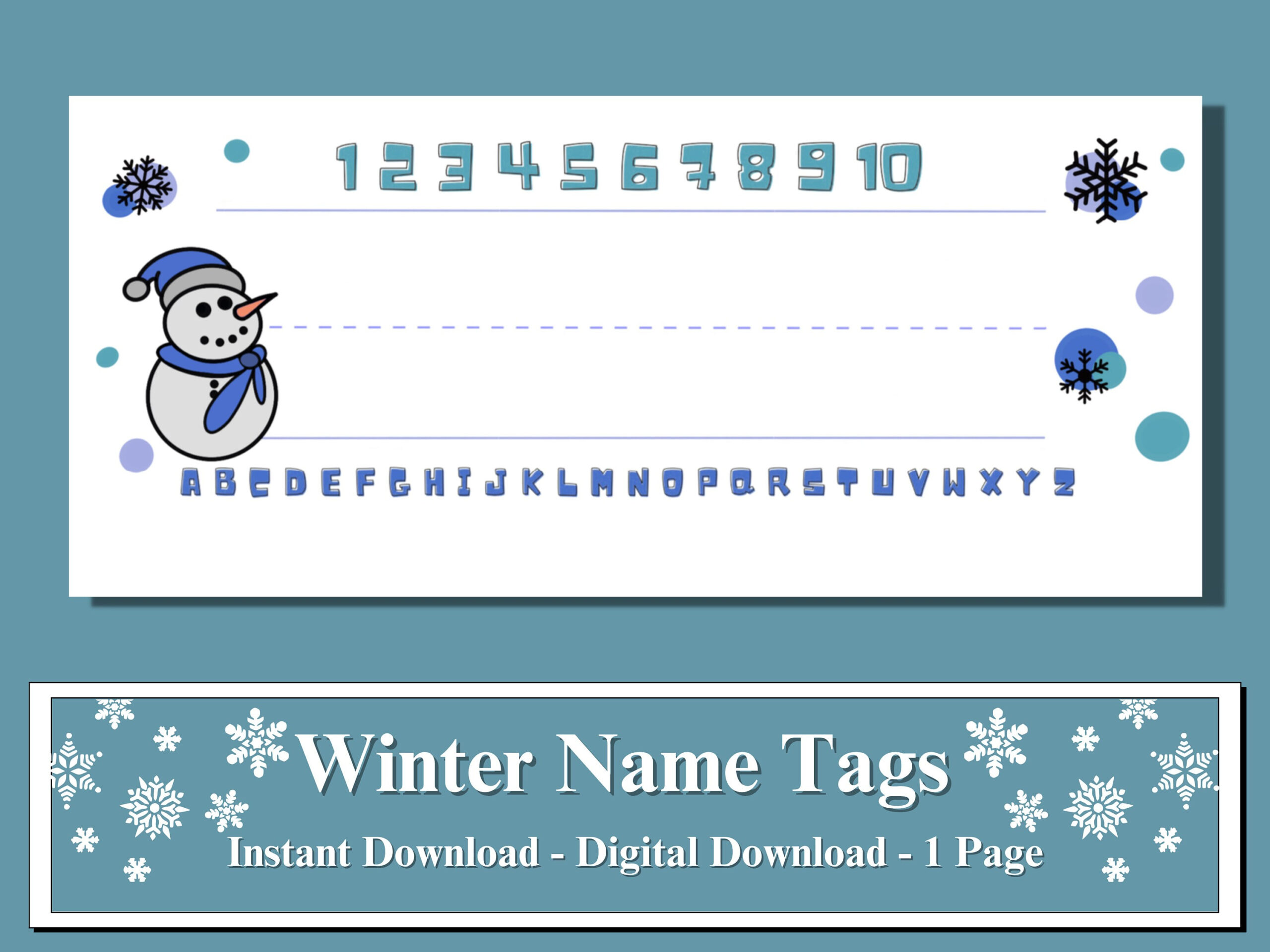 Winter Namensschilder - Instant Download - Winter Printable for Free Printable Winter Cubby Tags