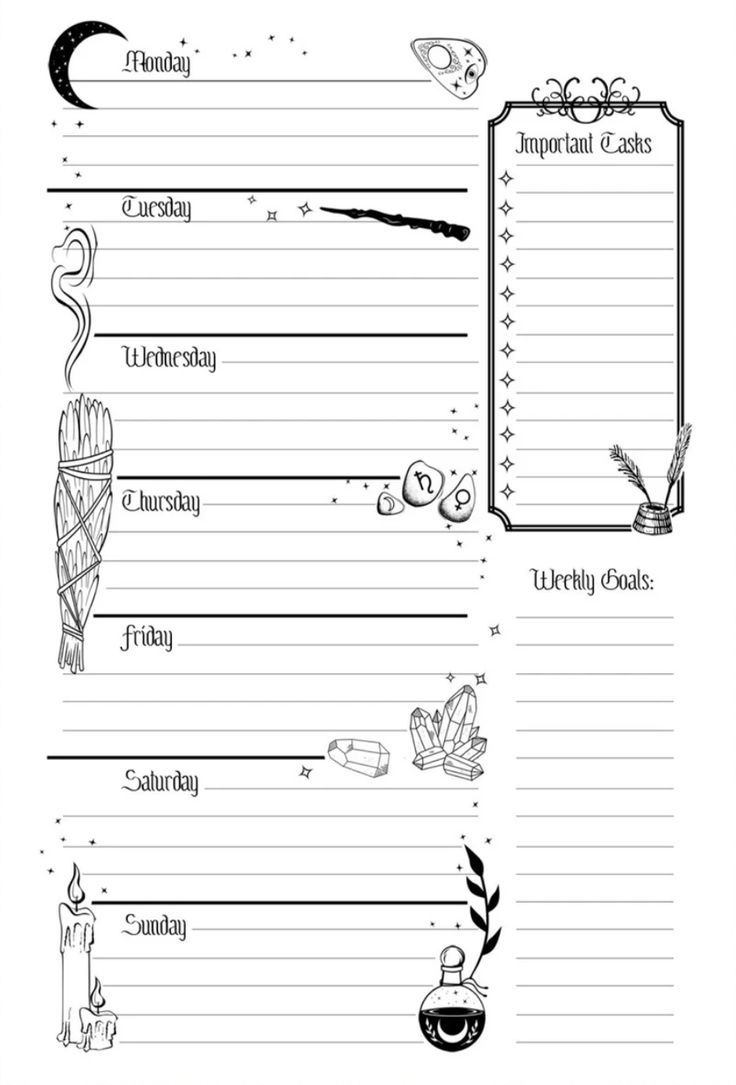 Witchy Weekly Planner Printable Pages - Witch Planner Pages - 2022 throughout Free Witchy Planner Printables
