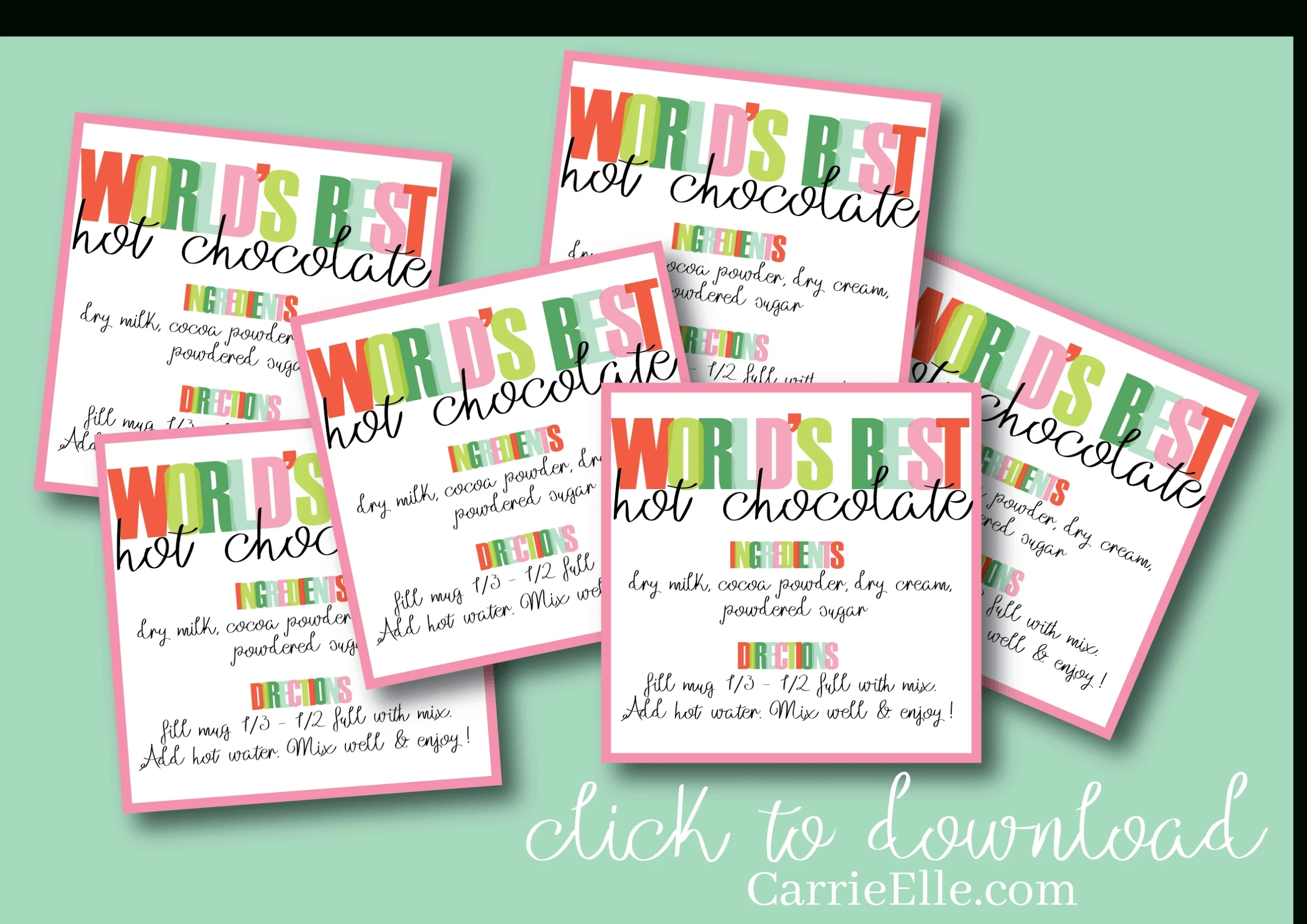 World&amp;#039;S Best Hot Chocolate Recipe &amp;amp; Printable Gift Tag - Carrie Elle regarding Free Printable Hot Chocolate Tags