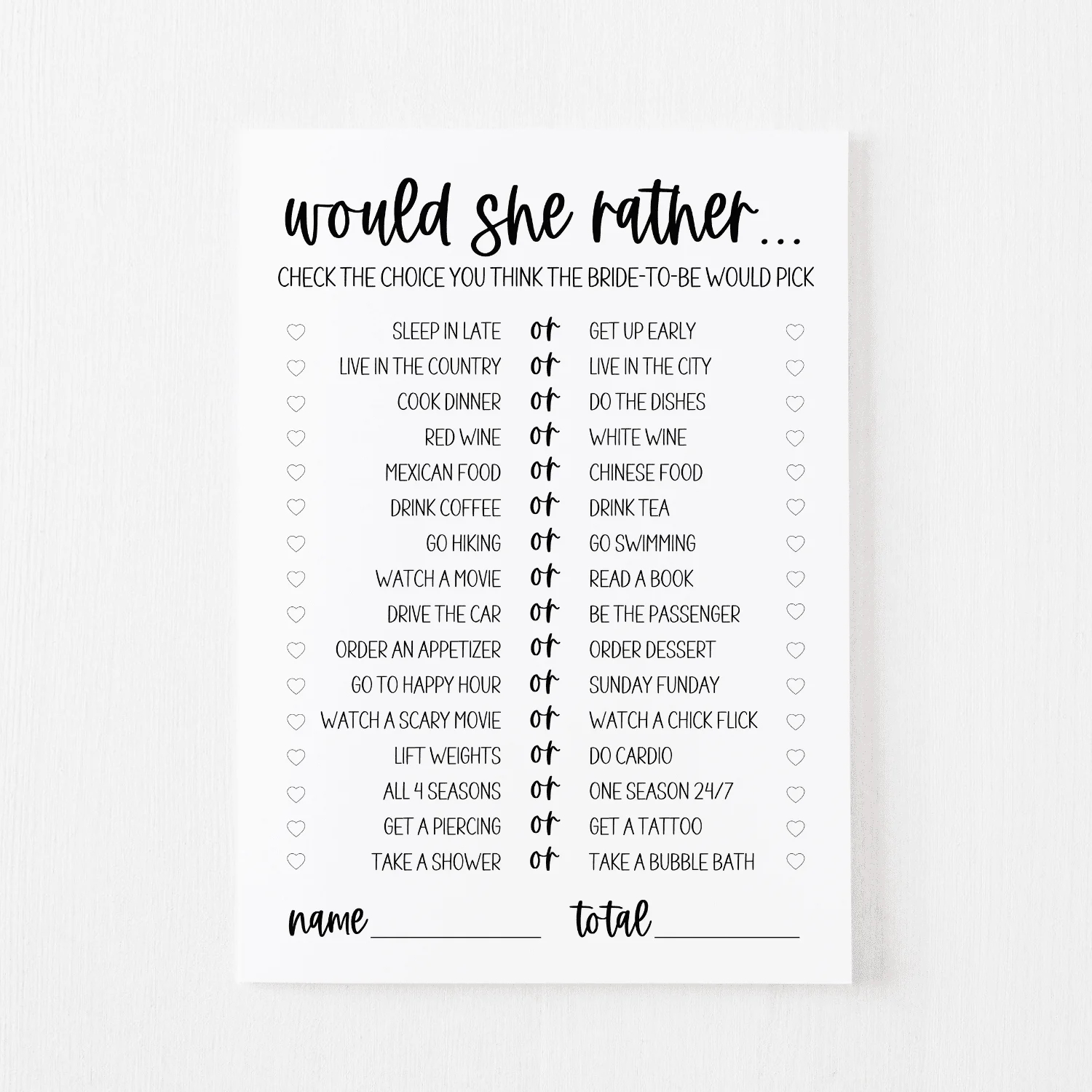 Would She Rather Cards (Classic) - Modern Moh throughout Would She Rather Bridal Shower Game Free Printable
