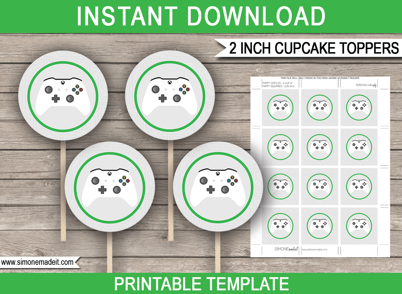 Xbox Cupcake Toppers Template intended for Free Printable Video Game Cupcake Toppers