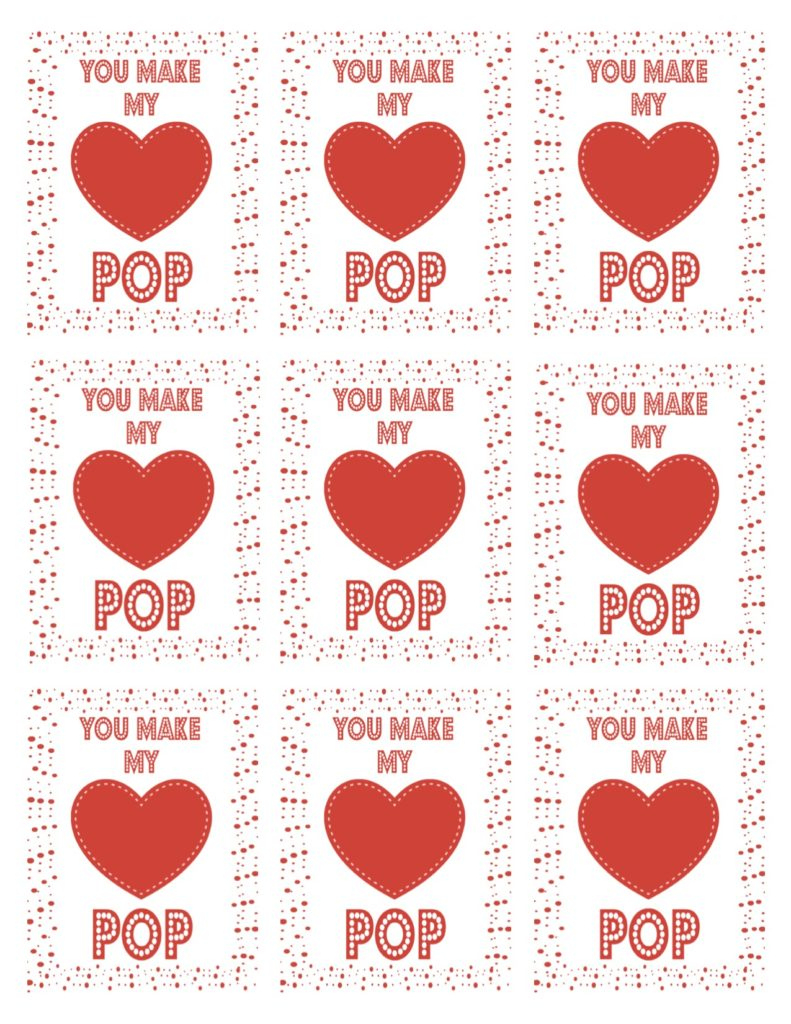 You Make My Heart Pop Free Valentine Printable &amp;amp; Recipe | inside You Make My Heart Pop Valentine Free Printable