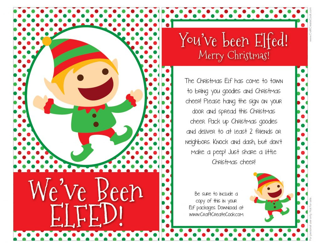 You&amp;#039;Ve Been Elfed With Free Printable - Craft Create Cook for You Ve Been Elfed Printable Free