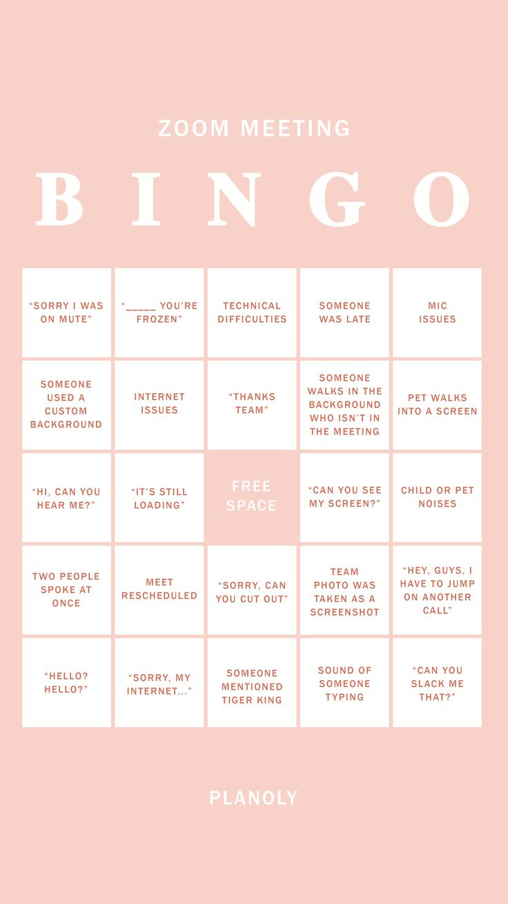 Zoom Meeting Bingo Downloadable within Zoom Meeting Bingo Cards