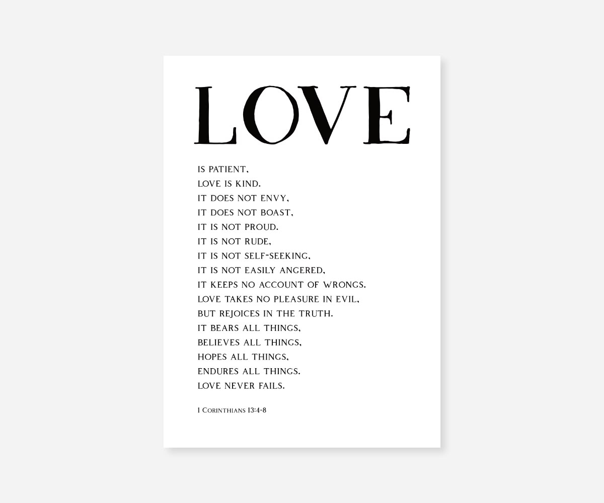 1 Corinthians 13:4-8 – Free Scripture Art regarding Printable 1 Corinthians 13