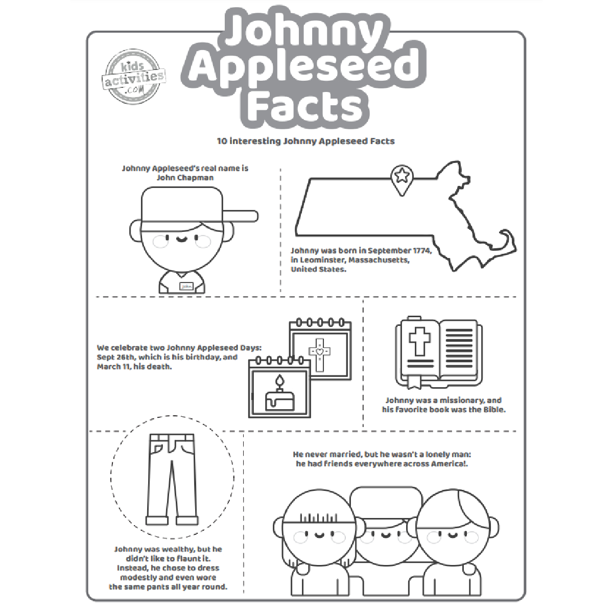10 Fun Facts About Johnny Appleseed Story With Printable | Kids pertaining to Johnny Appleseed Story Printable