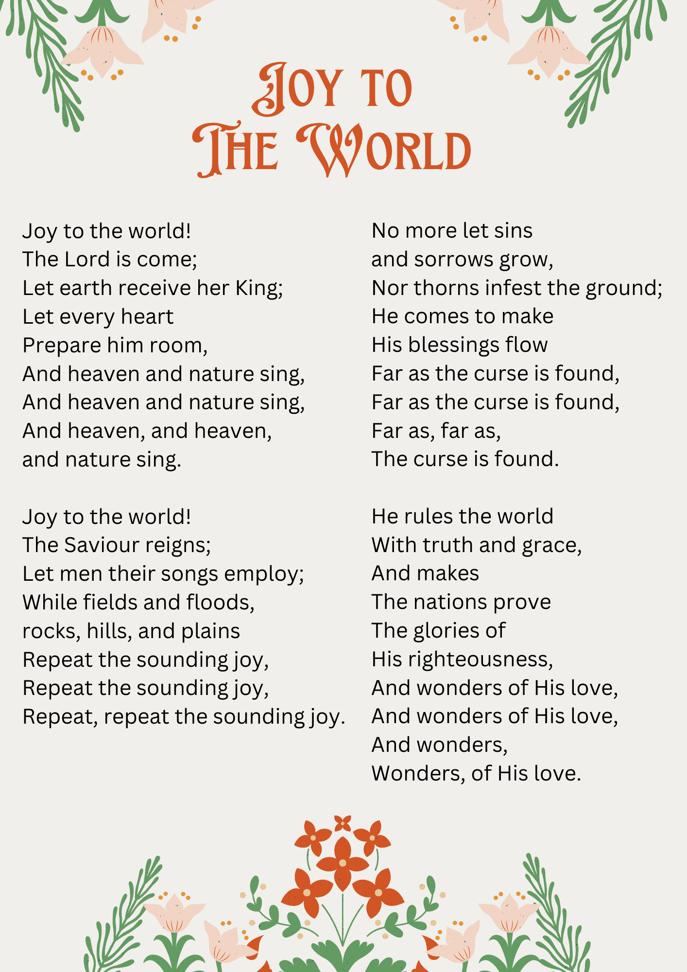 10 Fun Free Christmas Carol Printables For Kids In 2025 with Printable Lyrics Joy to the World