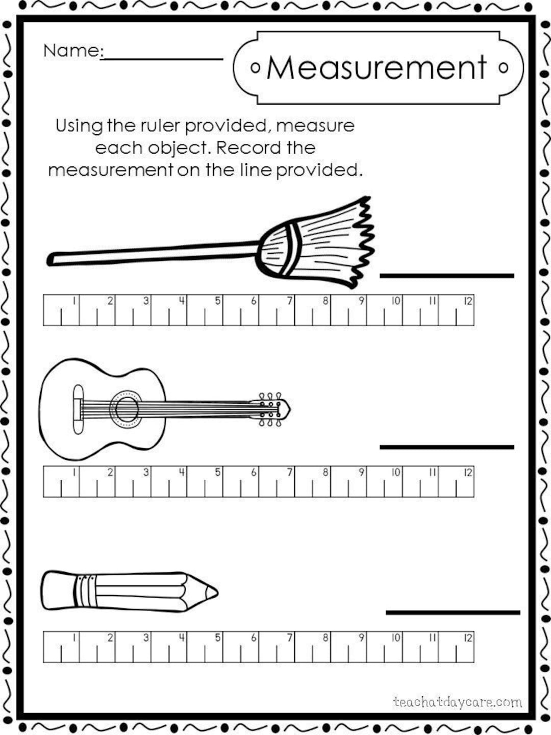 10 Printable Measuring With A Ruler Worksheets. Preschool-1St throughout Measuring Length With a Ruler Worksheet