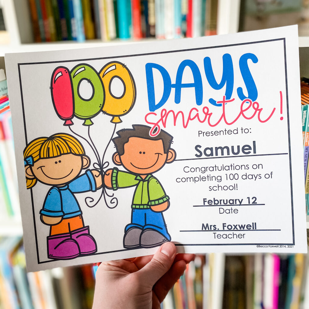 100 Days Smarter Certificate - Foxwell Forest for 100 Days Smarter Certificate Free Printable