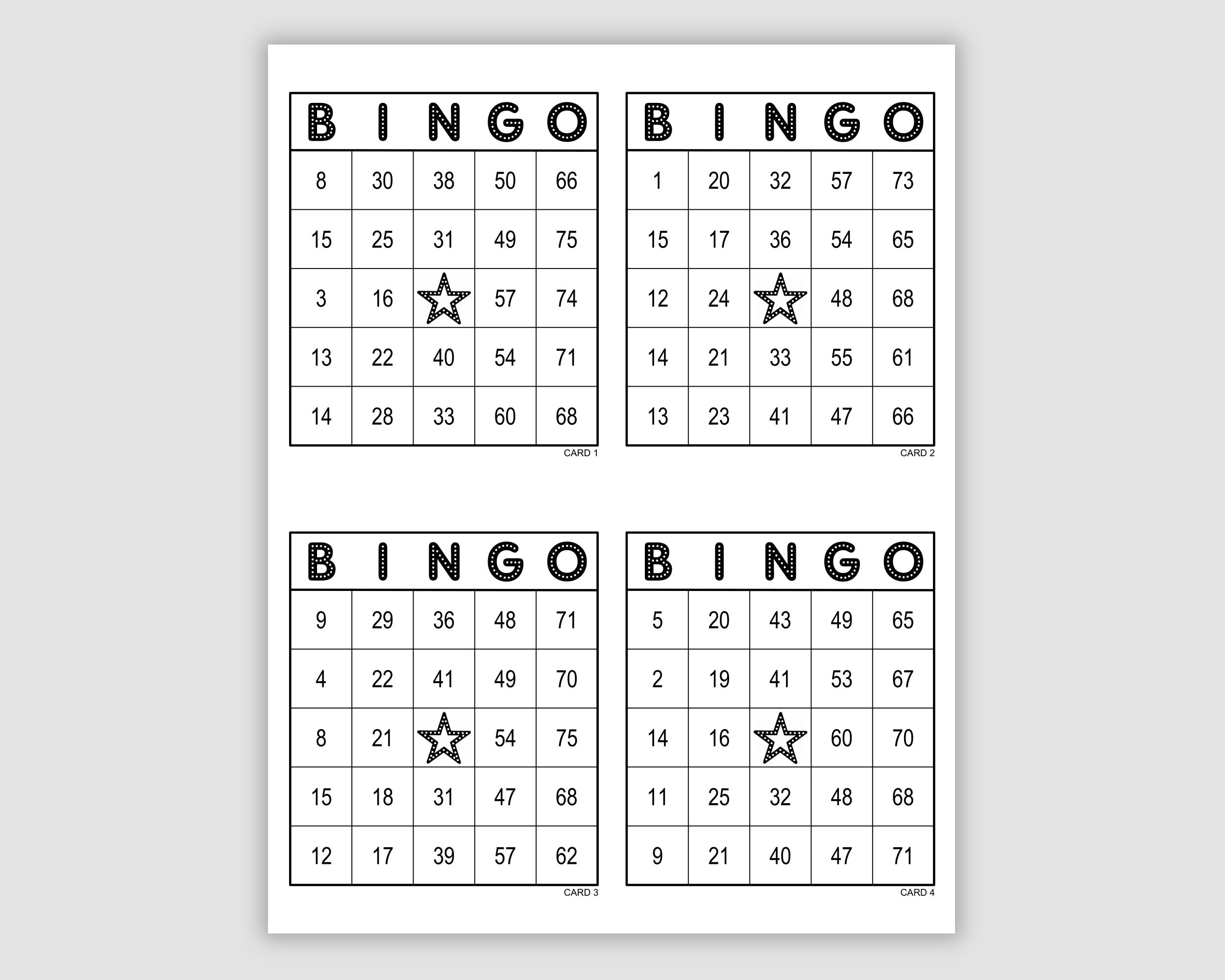 1000 Bingo Cards Pdf Download, 4 Per Page, Instant Printable Fun pertaining to Printable Bingo Cards 4 Per Page